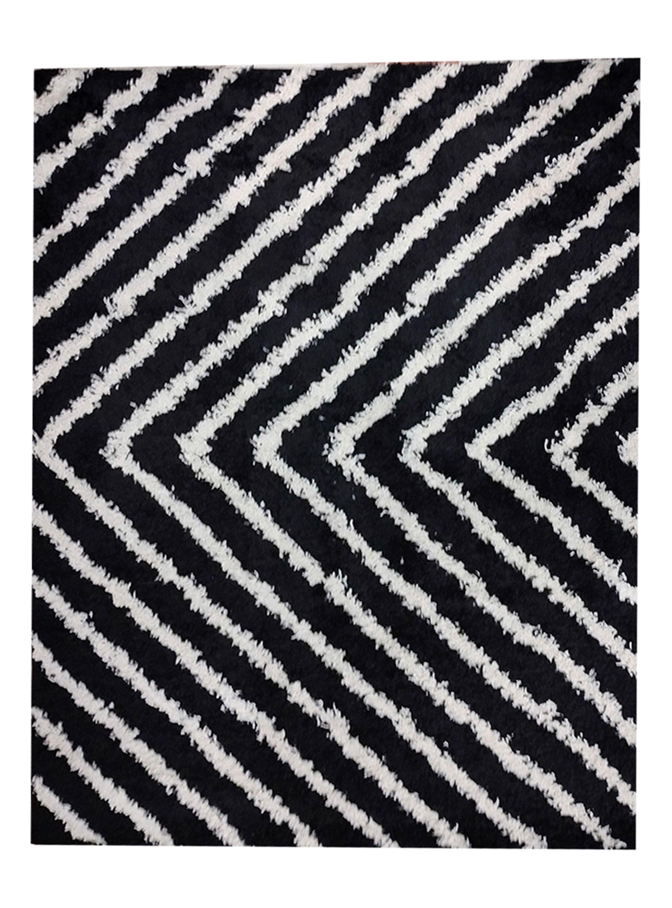 Alfombra Shaggy Guiza 150x200 cm Negro-0