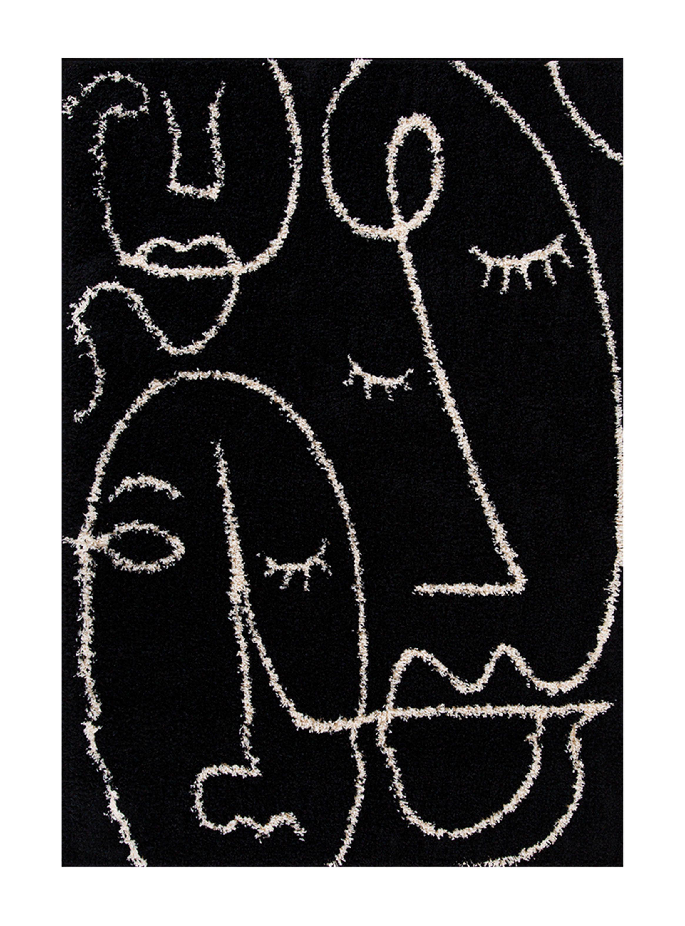Alfombra Shaggy Monet 150x200 cm Negro-0