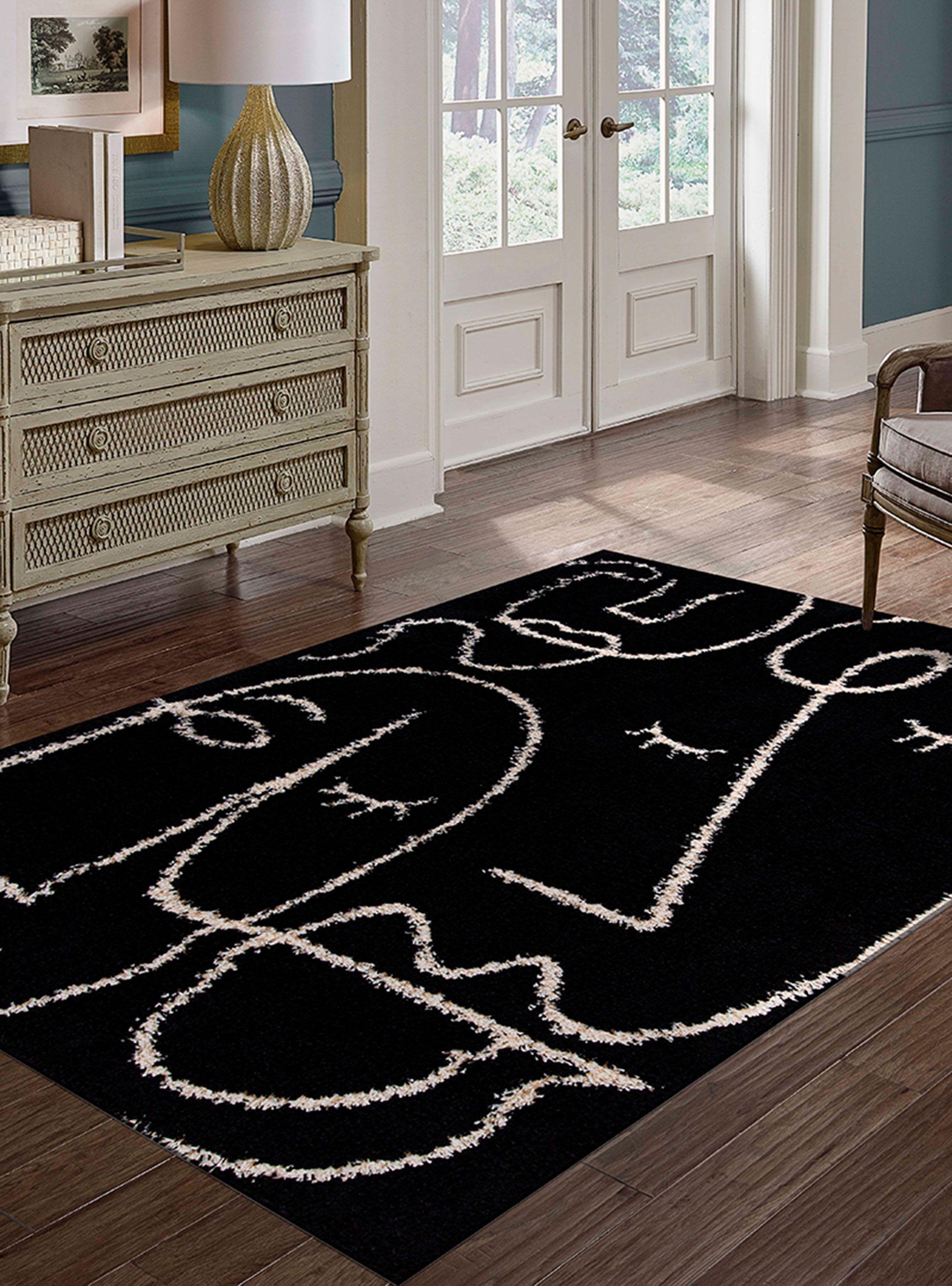 Alfombra Shaggy Monet 150x200 cm Negro-2