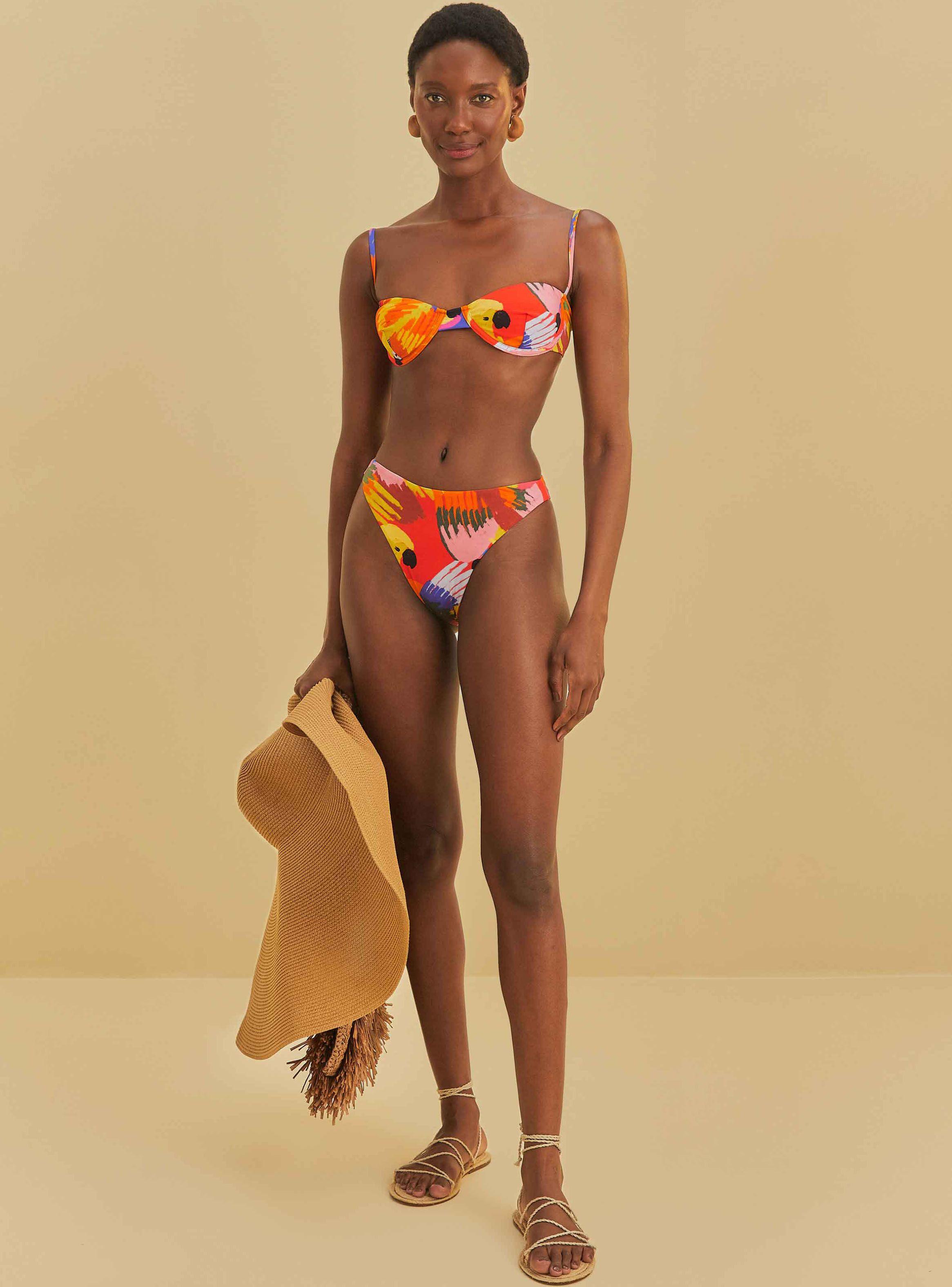 Bikini Tiro Medio Estampado Guacamayos-3