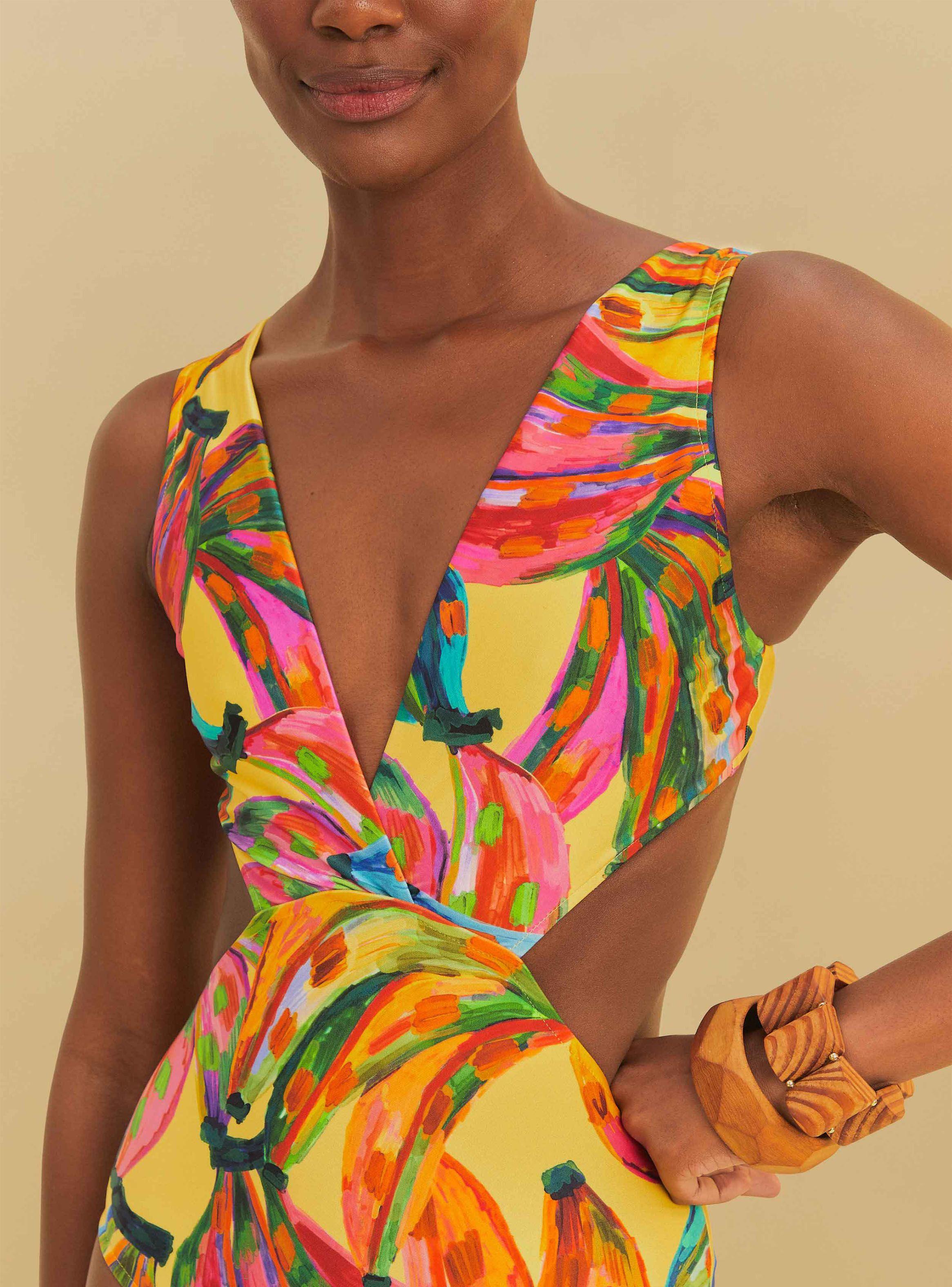 Traje de Baño con Escote y Apertura en la Cintura-2