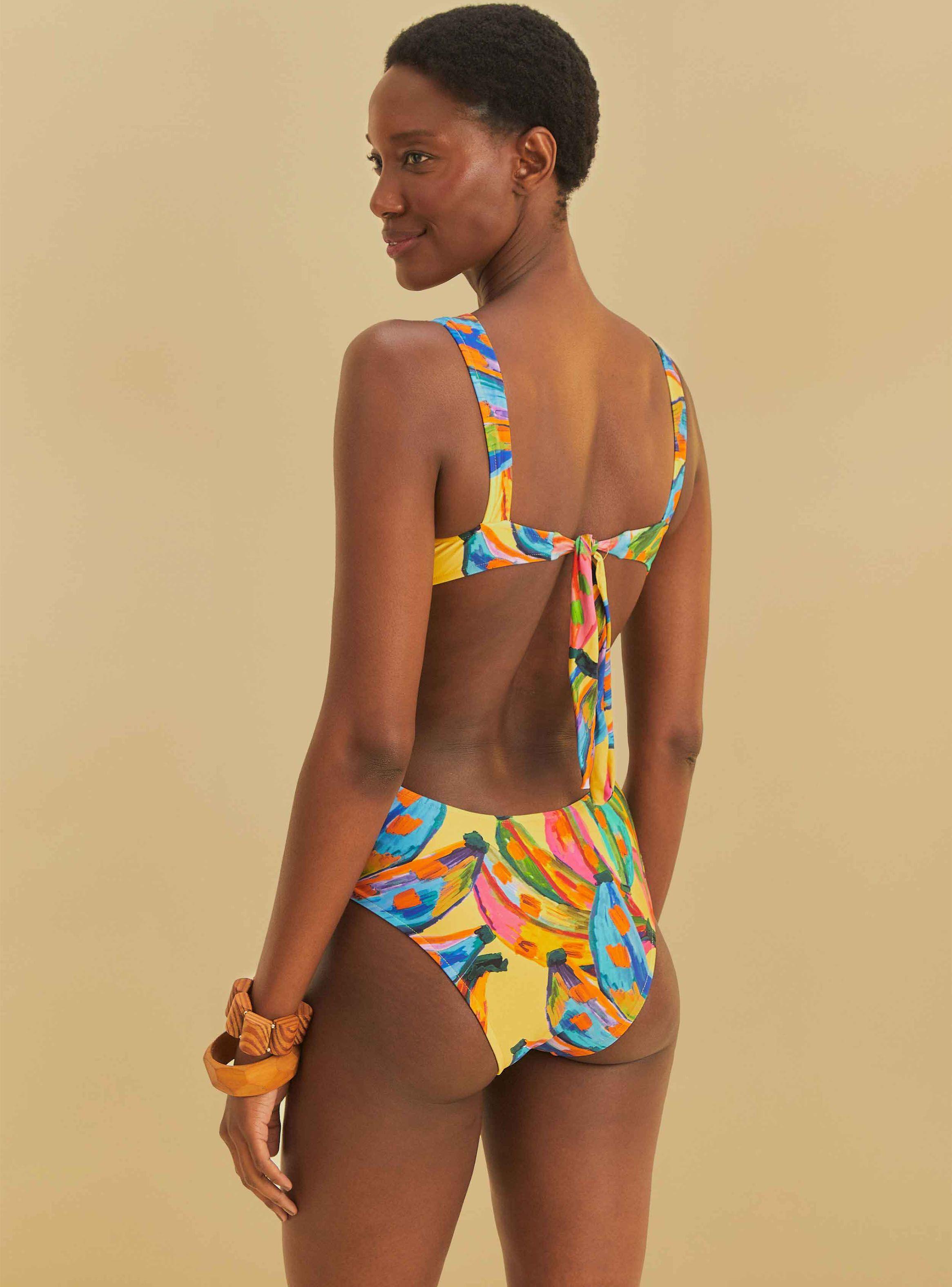 Traje de Baño con Escote y Apertura en la Cintura-1