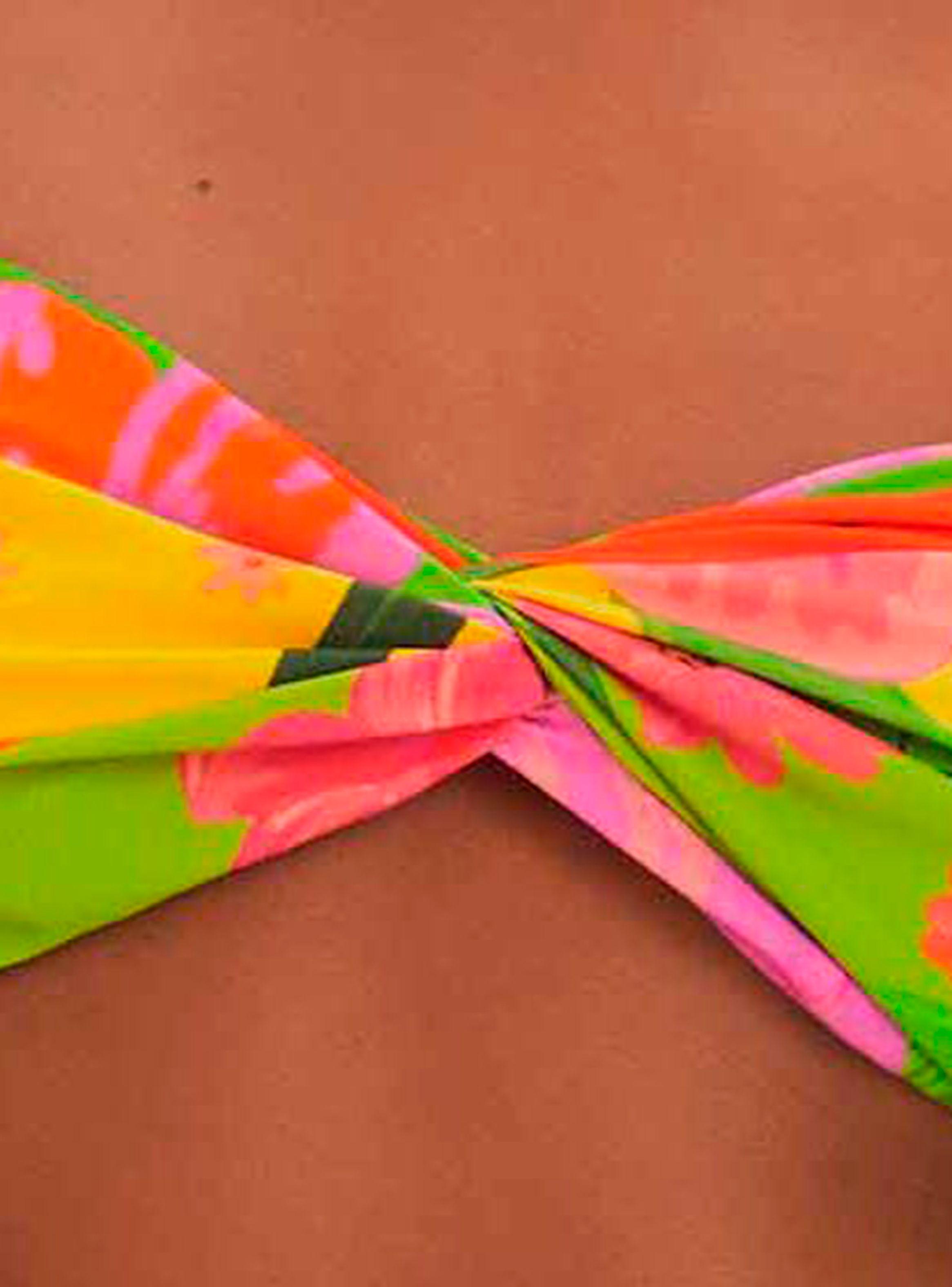 Bikini Strapless Estampado Flores con Tiras Removibles-4