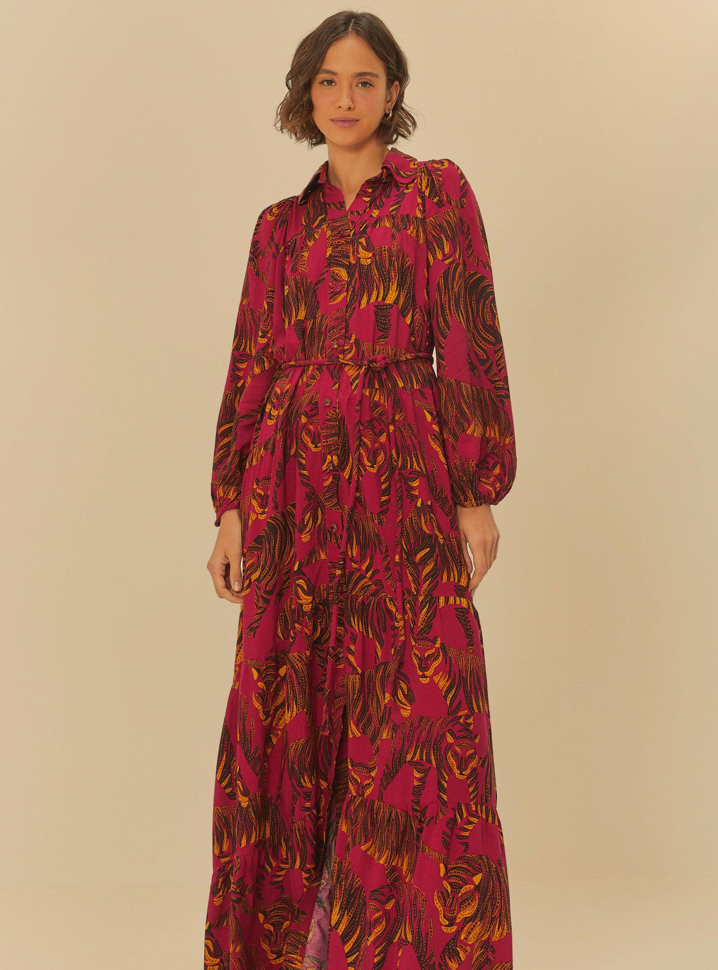 Vestido Largo con Botones Diseño Tigres-2
