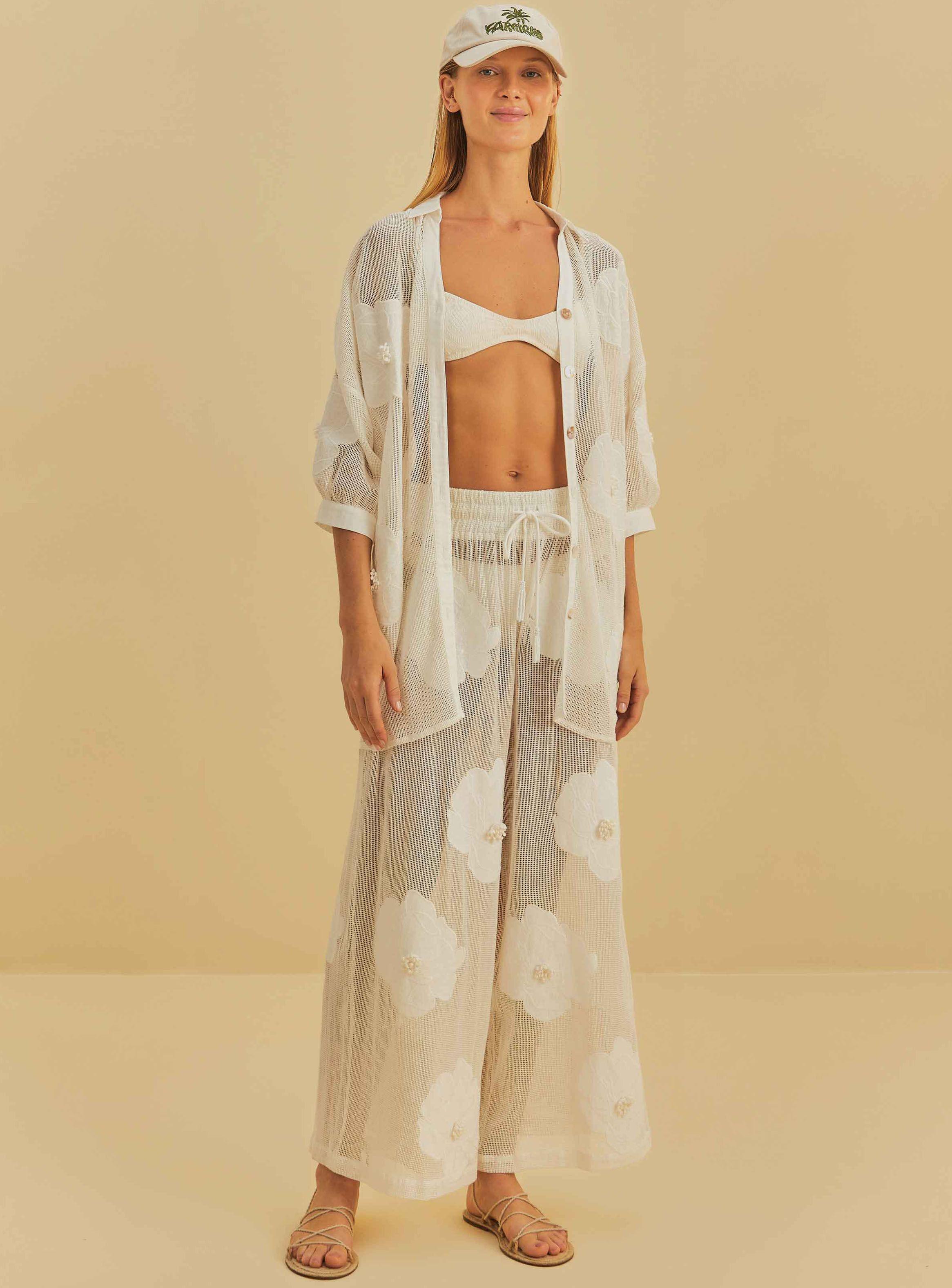 Pantalón con Transparencia Estampado Flores-2