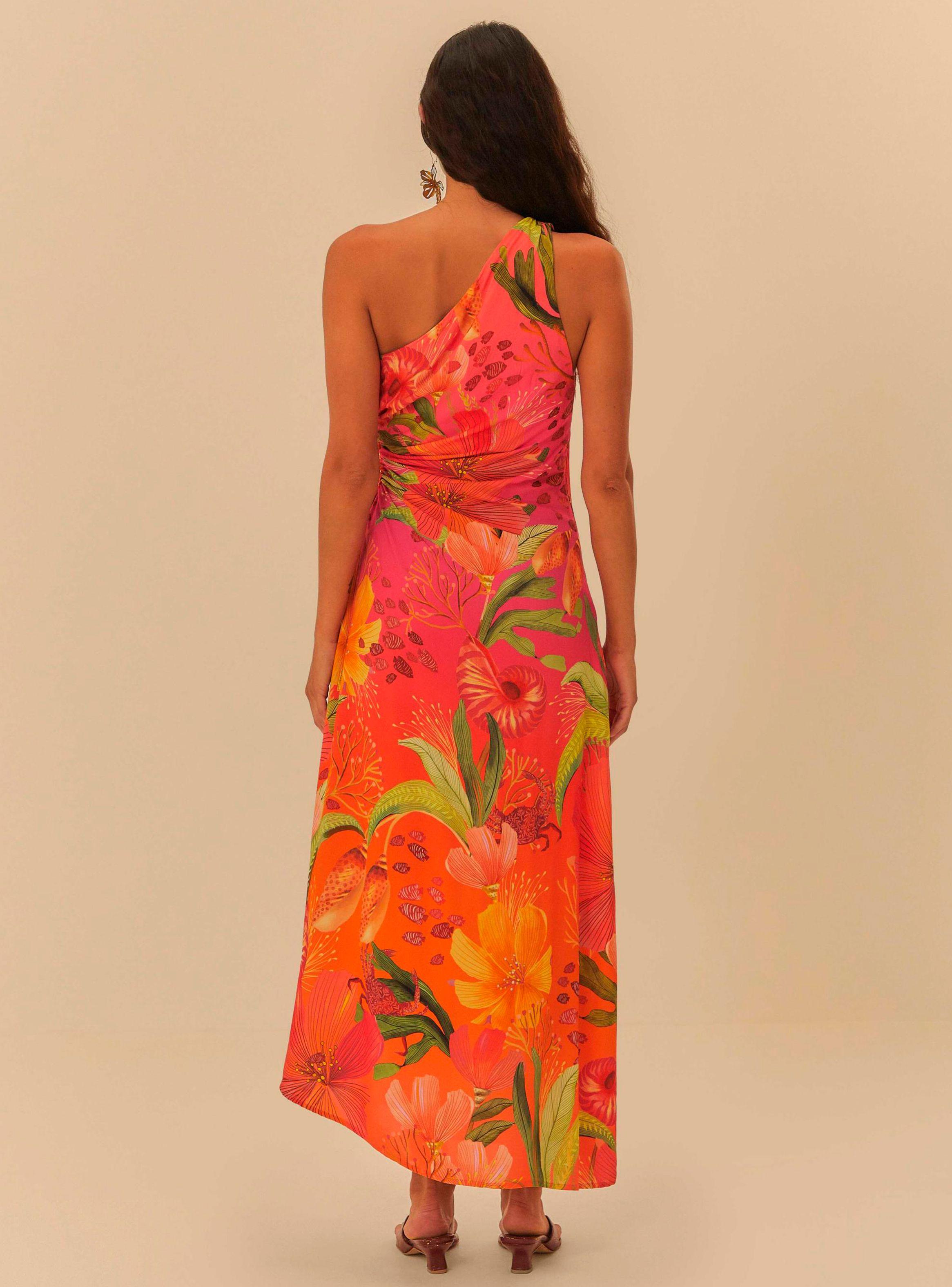 Vestido Un Hombro Estampado Flores-1