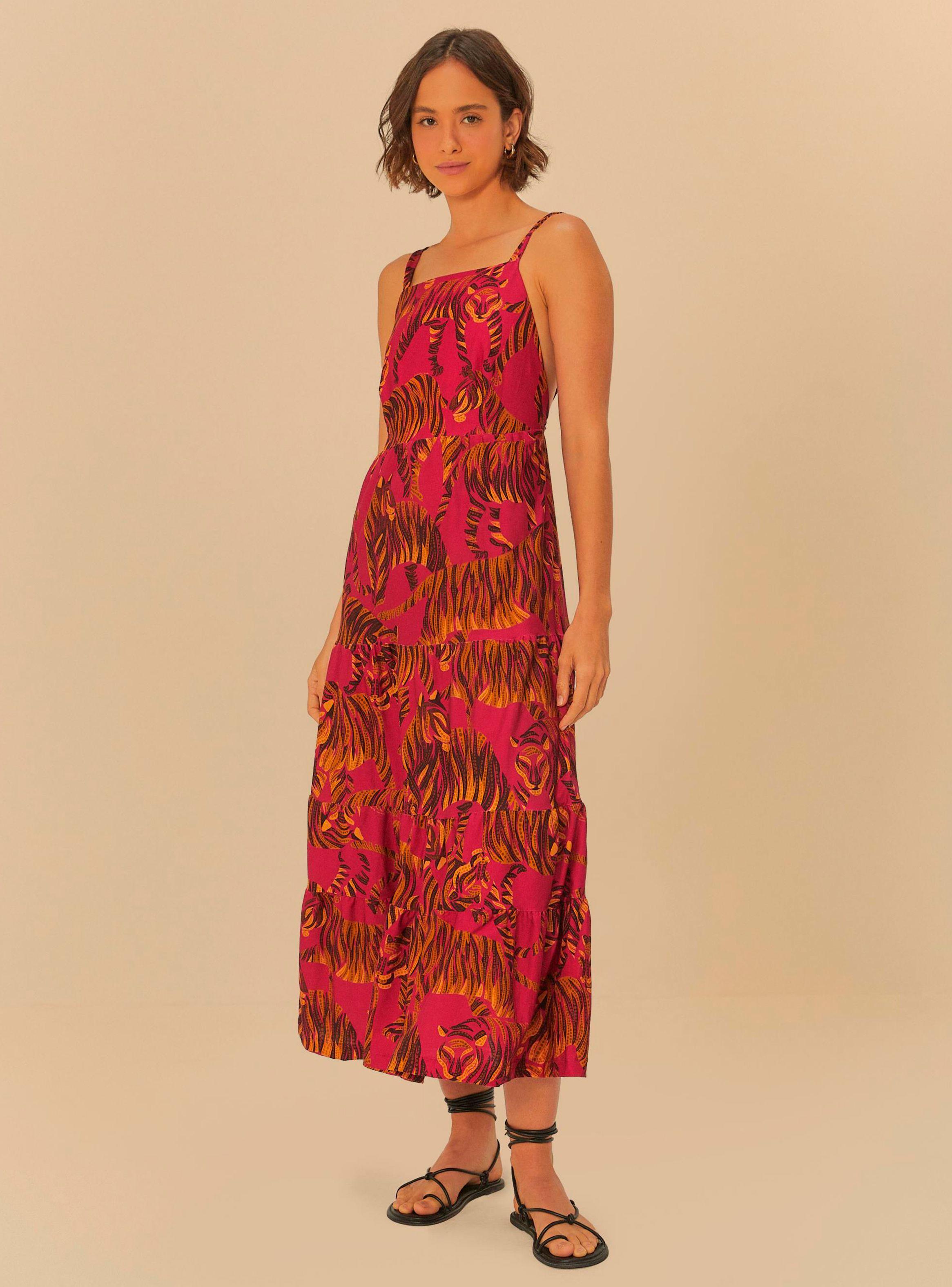 Vestido Largo Sin Mangas Diseño Tigres-0