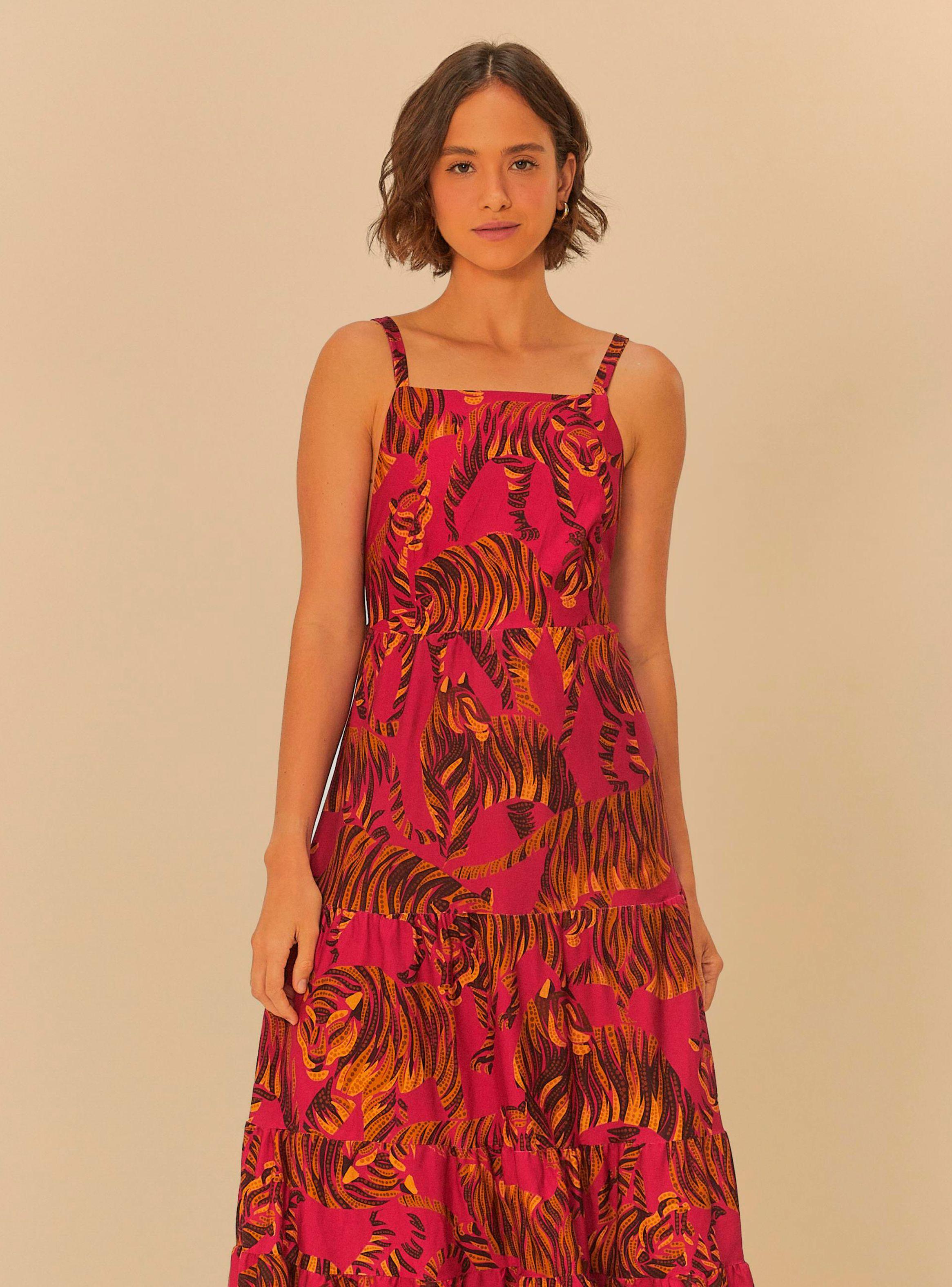 Vestido Largo Sin Mangas Diseño Tigres-2