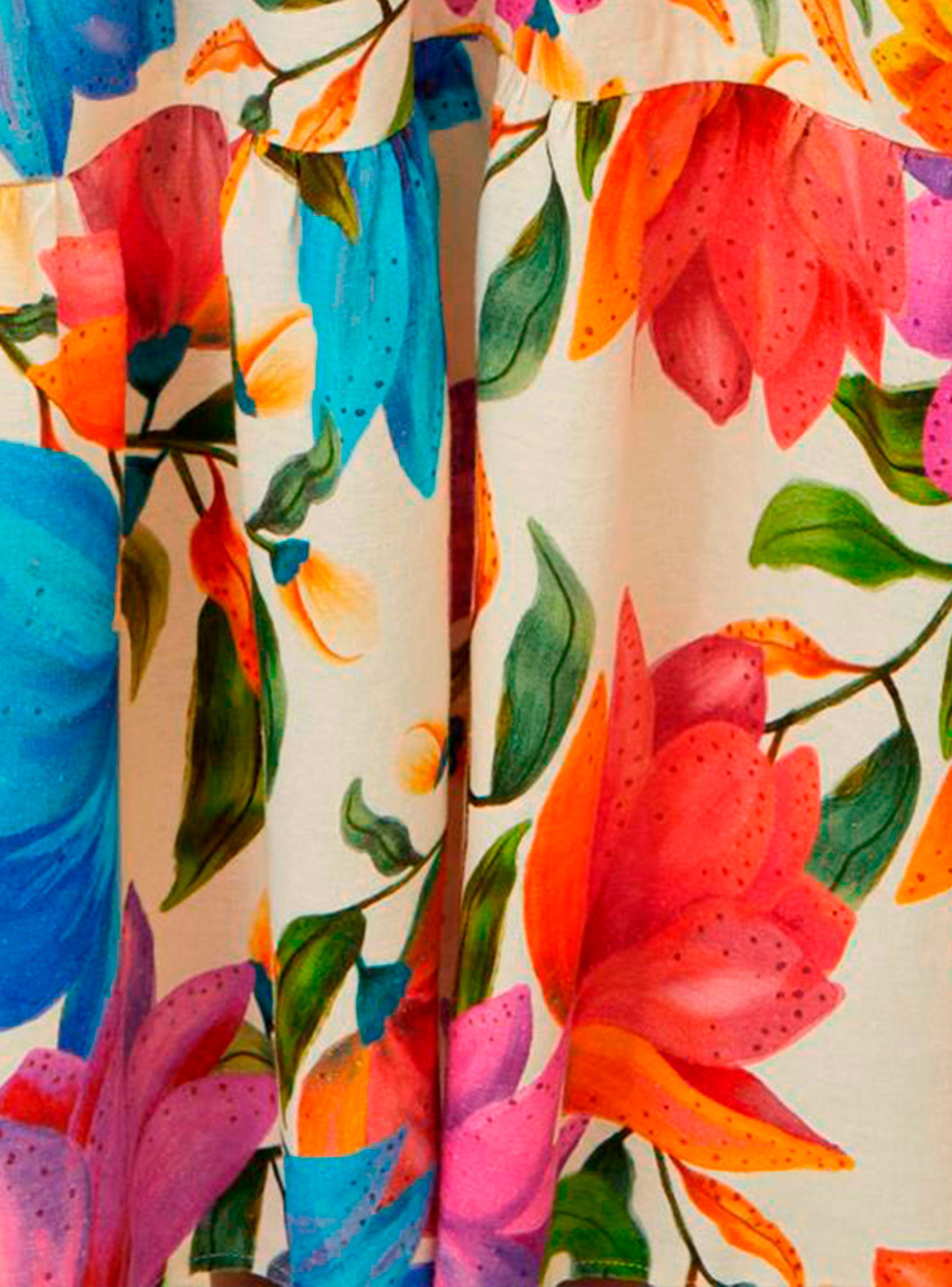 Vestido Largo Acinturado con Flores-3