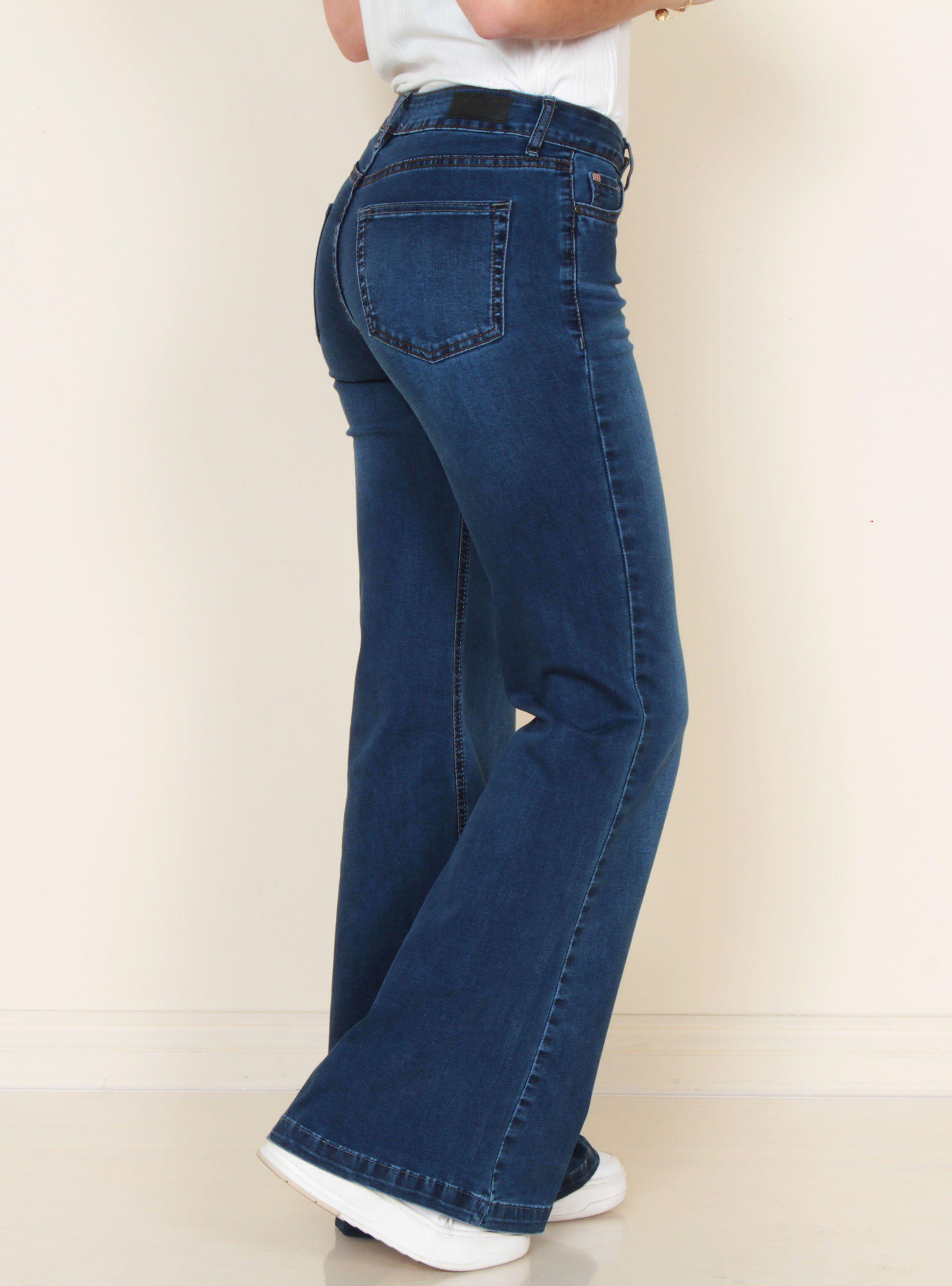 Jeans Flare Tiro Medio Pretina-1