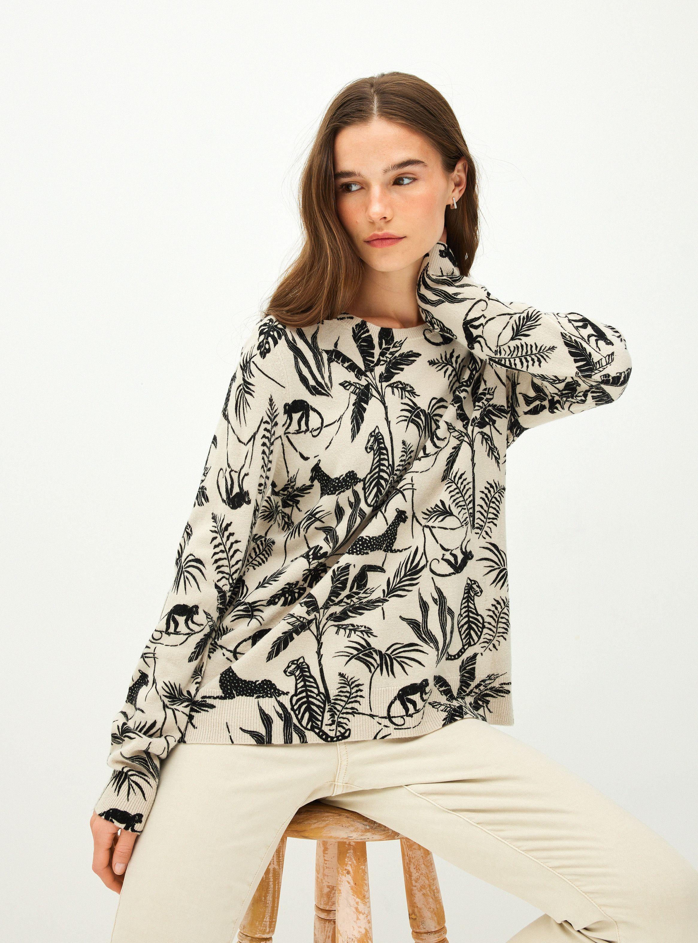 Sweater Estampado Corte Redondo-0