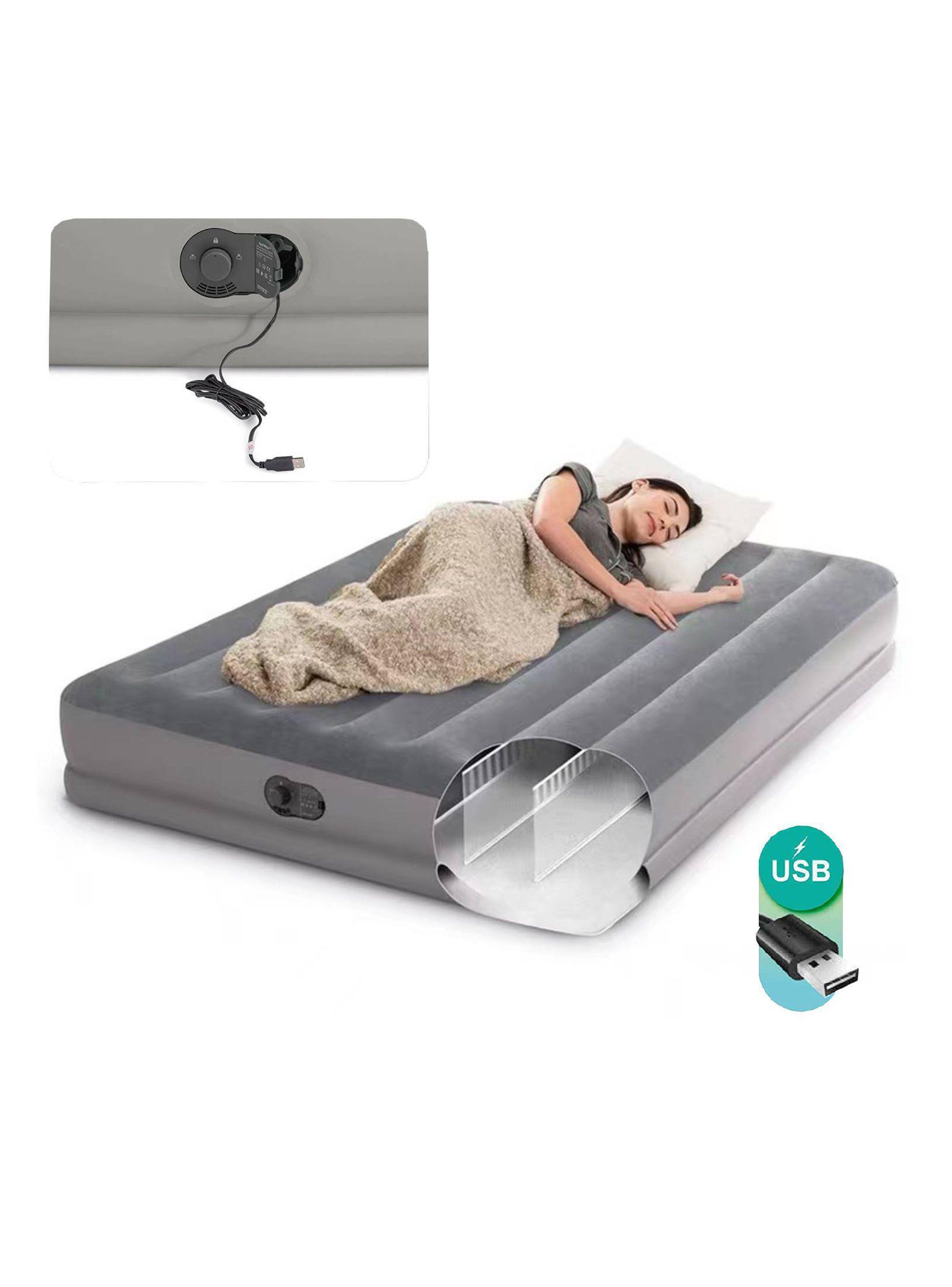 Cama Inflable Eléctrica USB 2 Plazas Gris-2