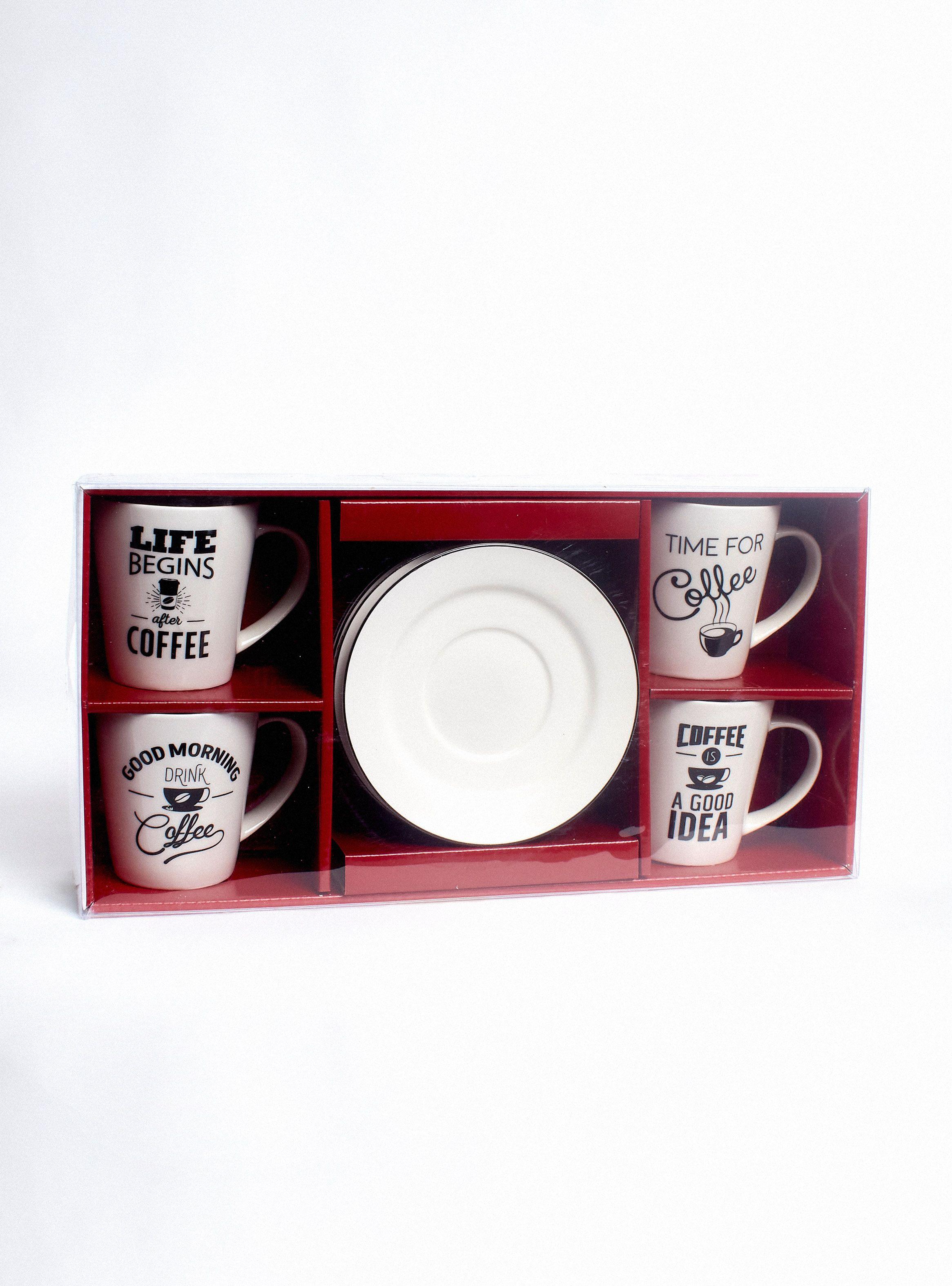 Set 4 Tazas Café y Platillos Porcelana-2