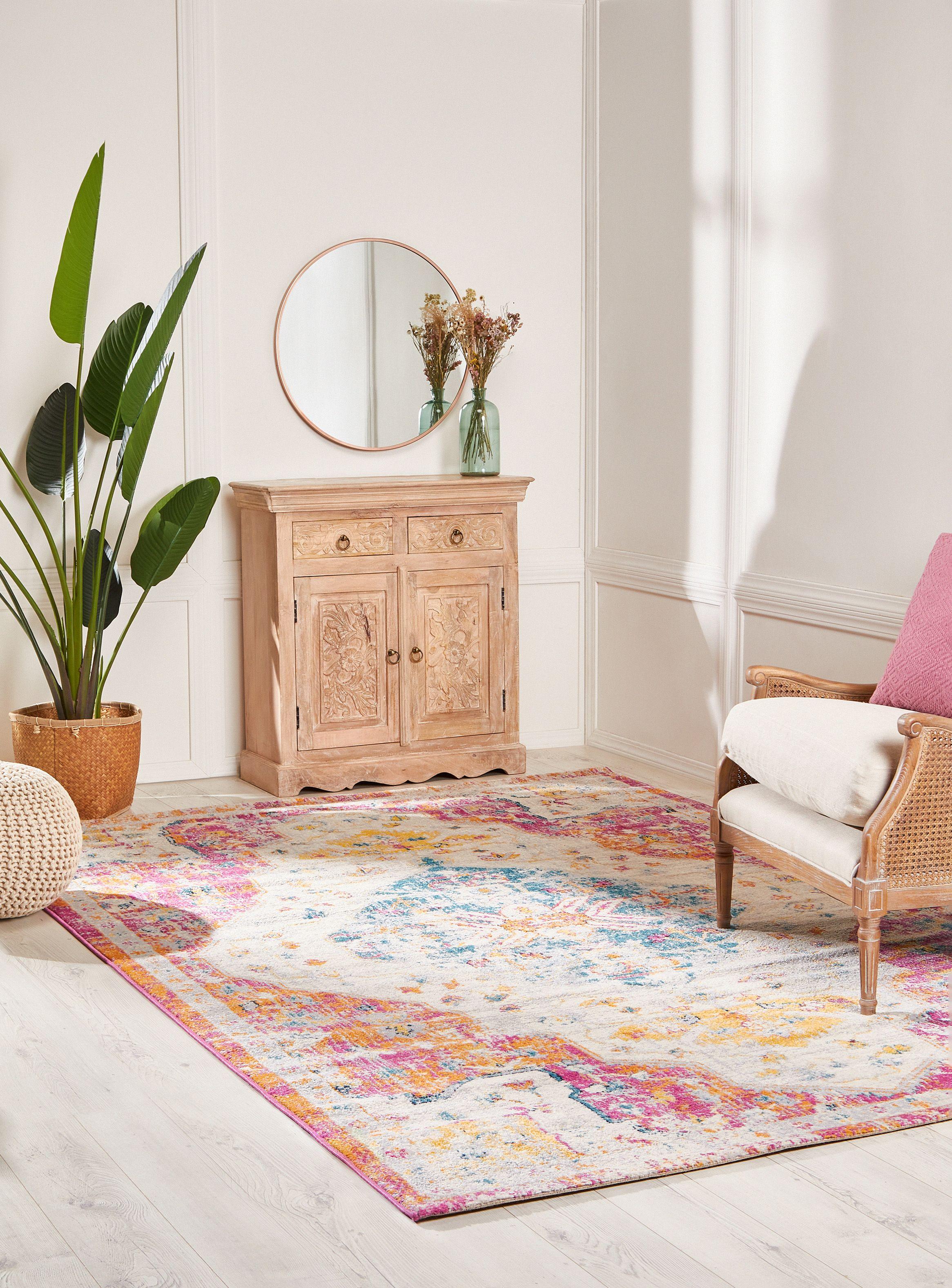 Alfombra 200 x 290 cm Romantic D1 Crema/Rosado-5