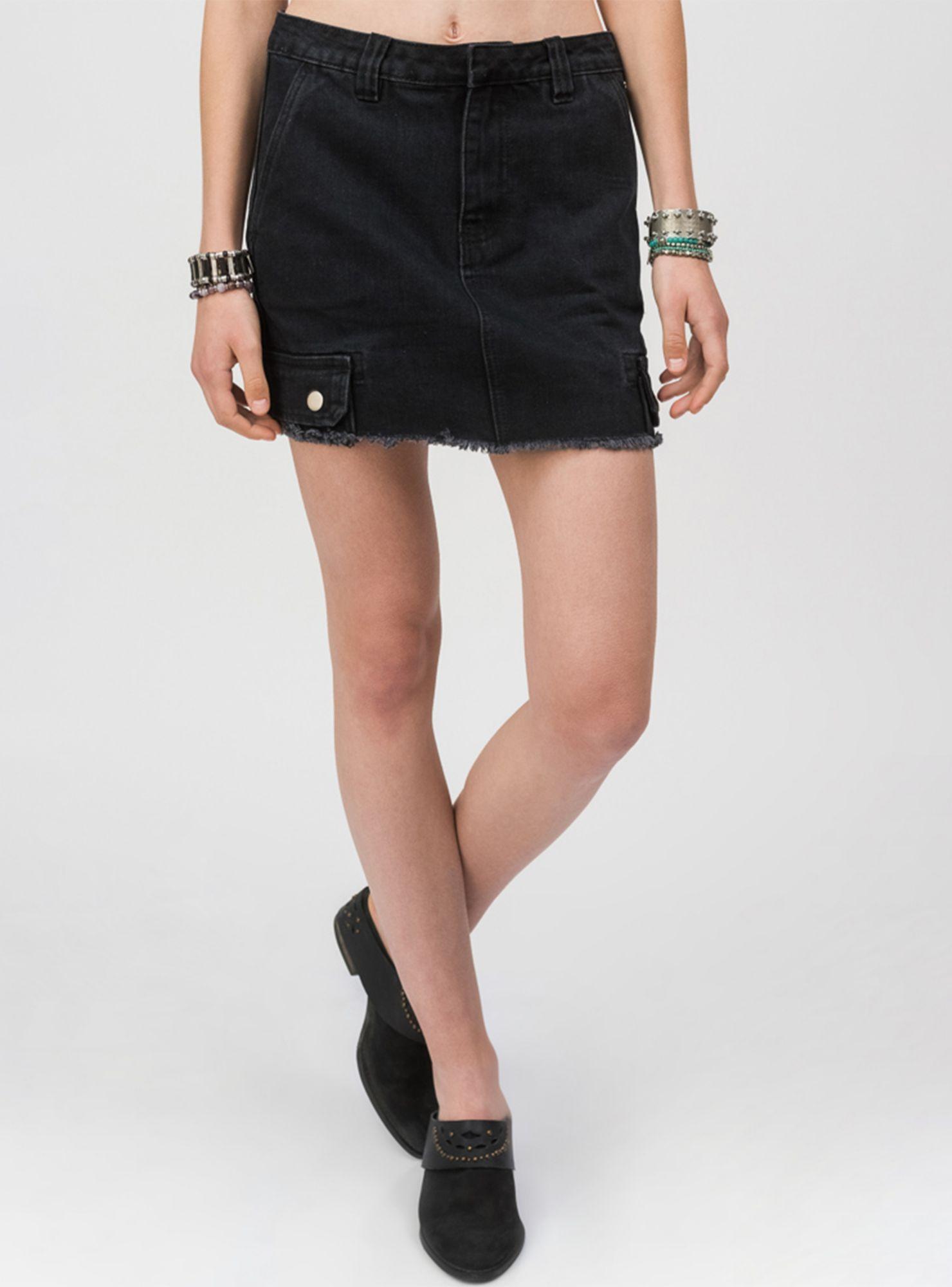 Falda Denim Flecos Umbrale-0