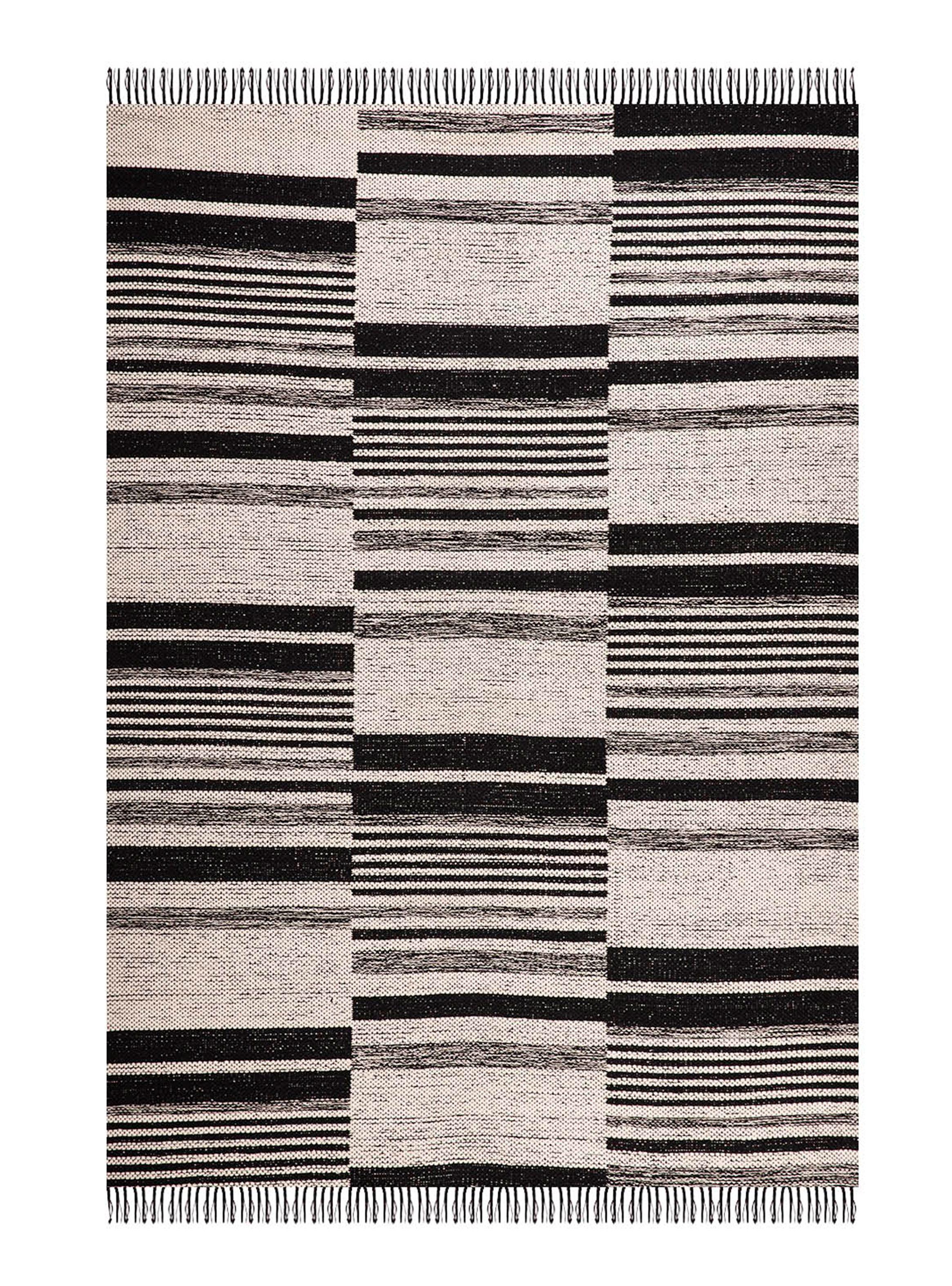 Alfombra Kelim Negro-Beige 160 x 230 cm-0