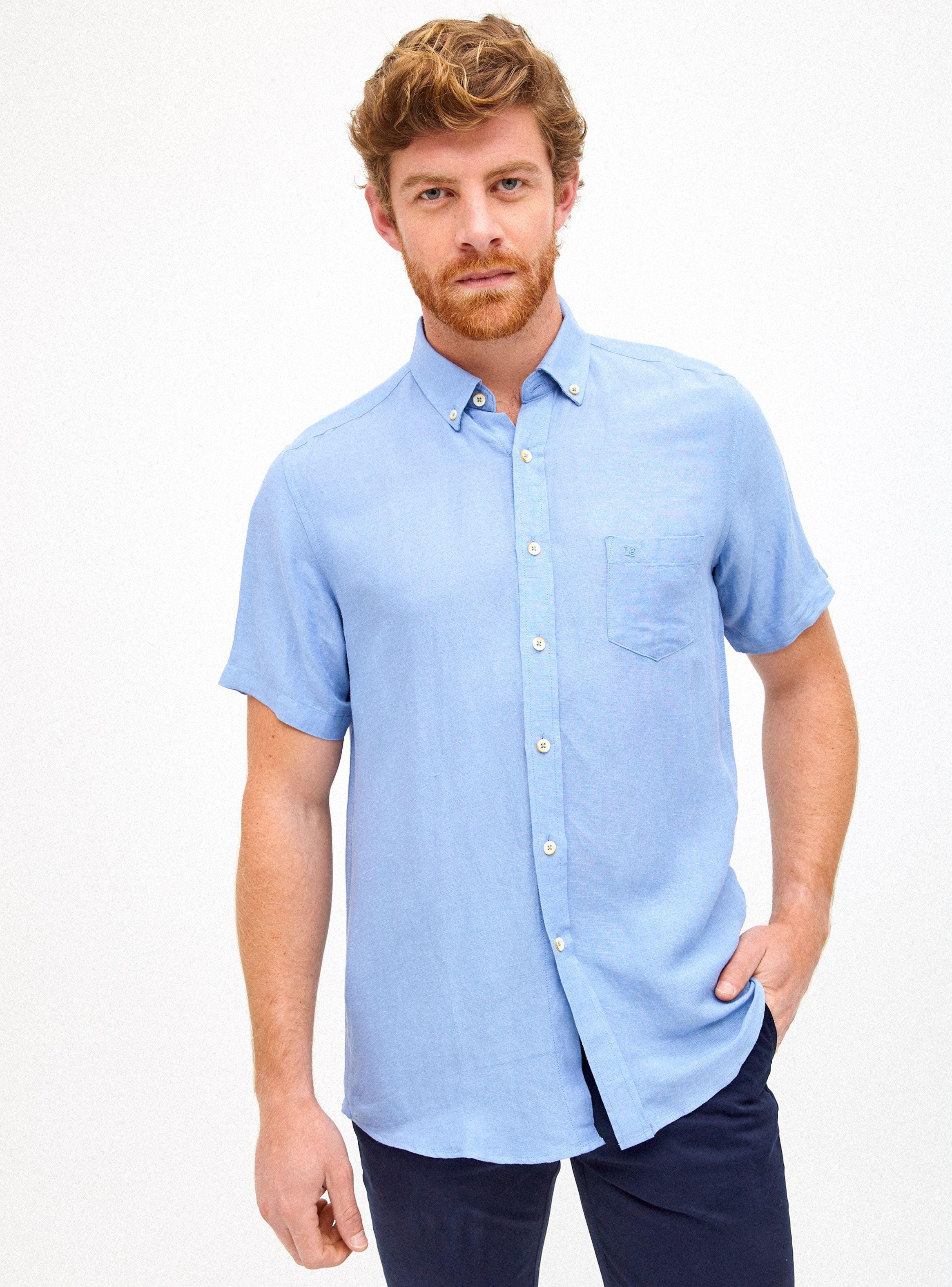 Camisa Bolsillo Manga Corta Lisa-0