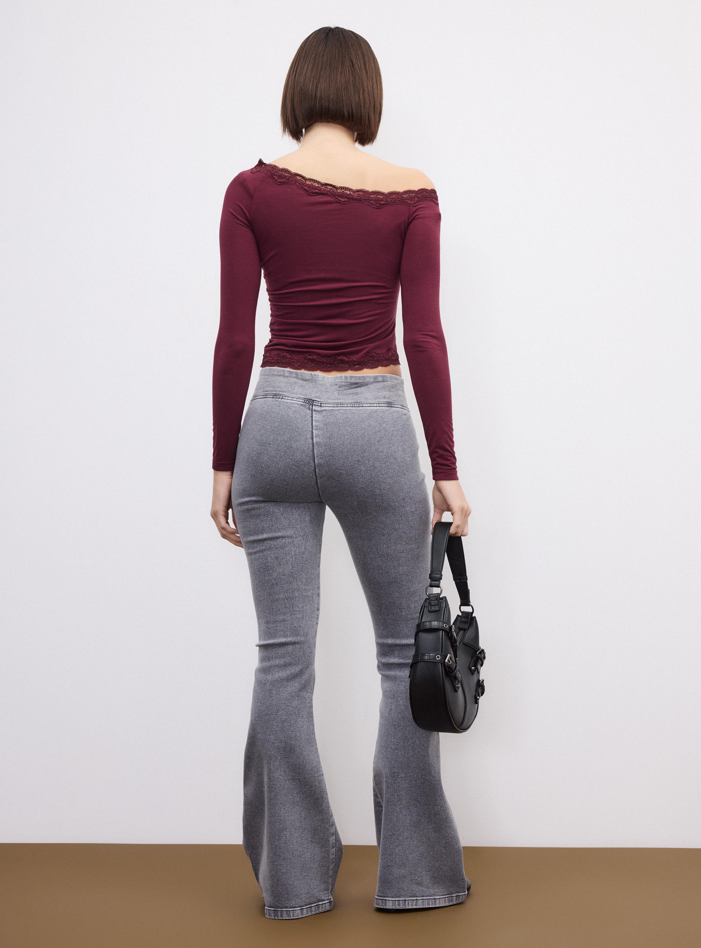 Jeans Flare Legging Pull On Tiro Bajo-5