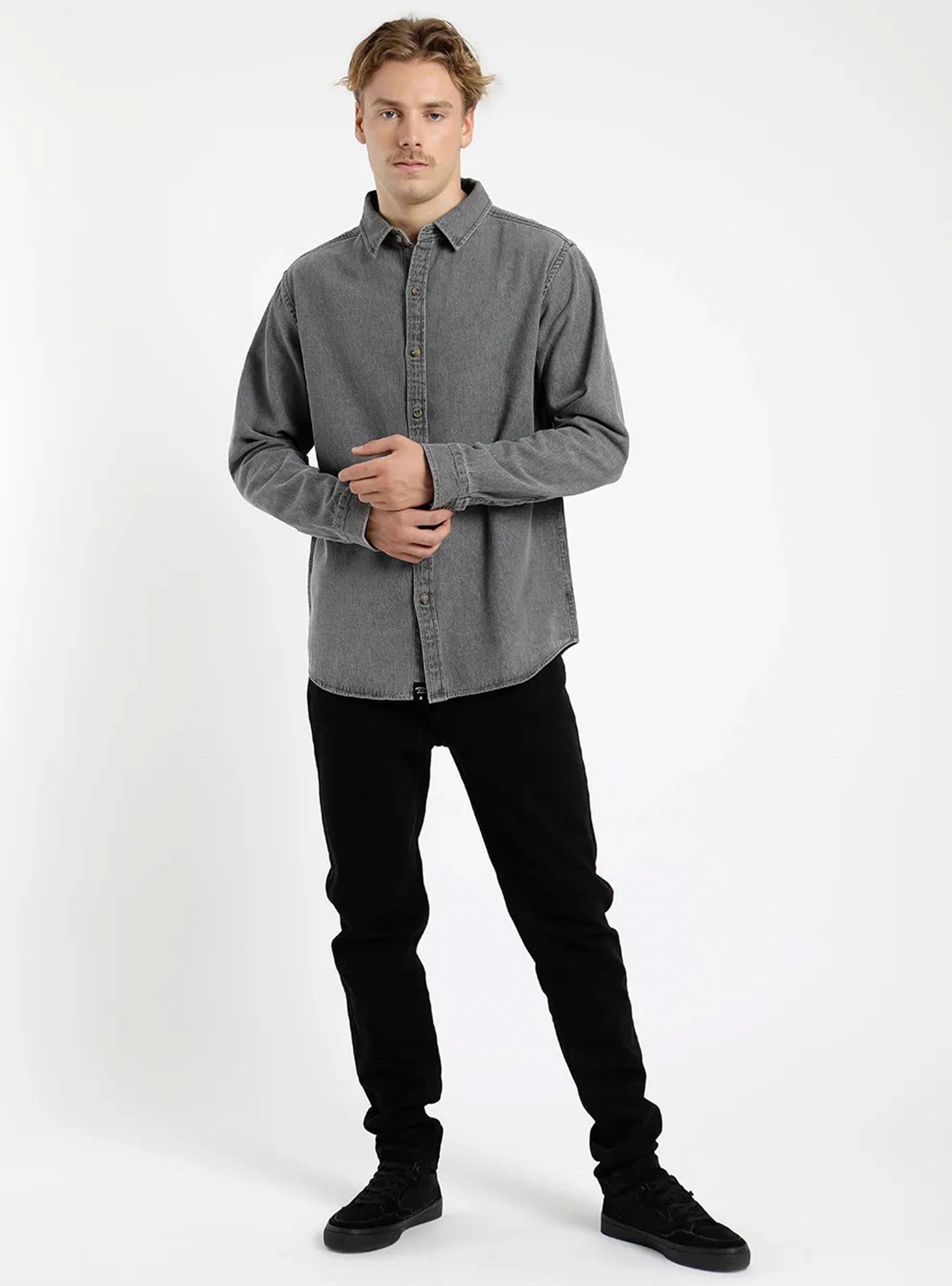 Camisa Manga Larga Denim Grafito Algodón Orgánico-3