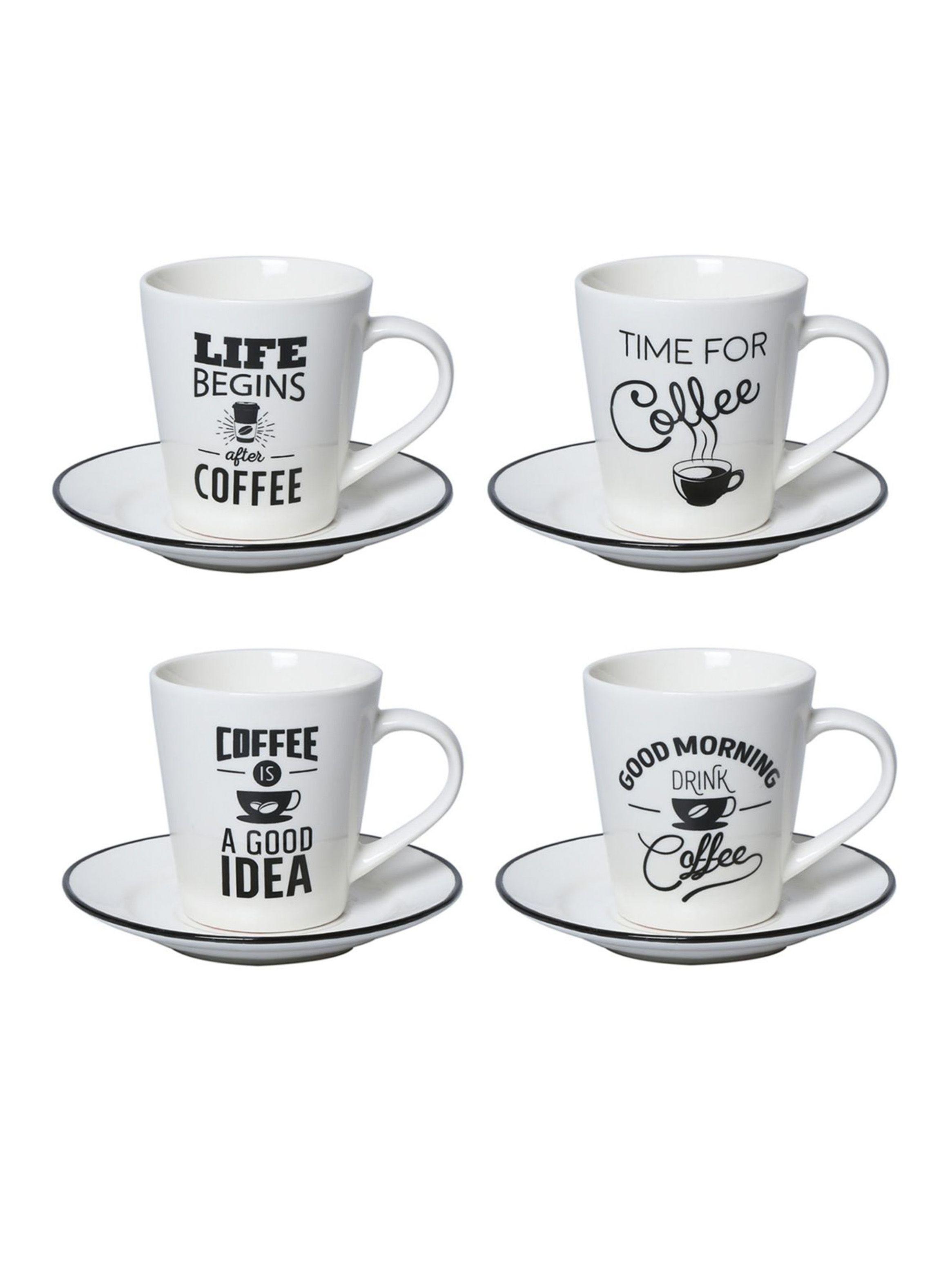 Set 4 Tazas Café + Plato Porcelana Attimo-0