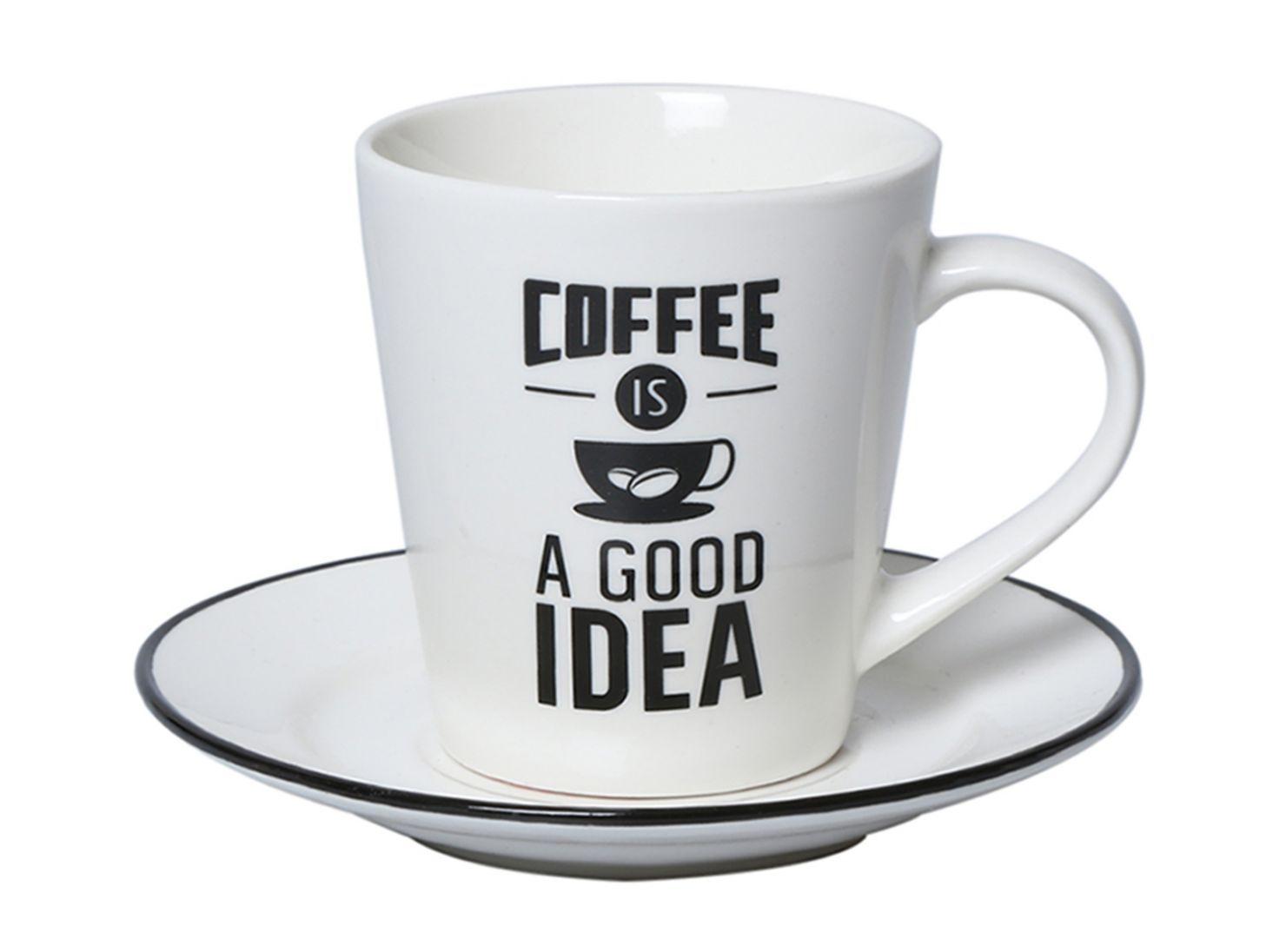 Set 4 Tazas Café + Plato Porcelana Attimo-1