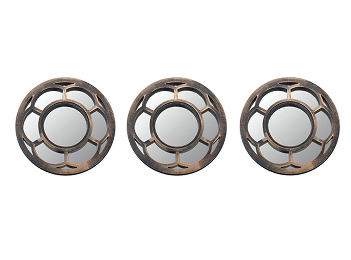 Set 3 Espejos Redondos Attimo Dorado-0