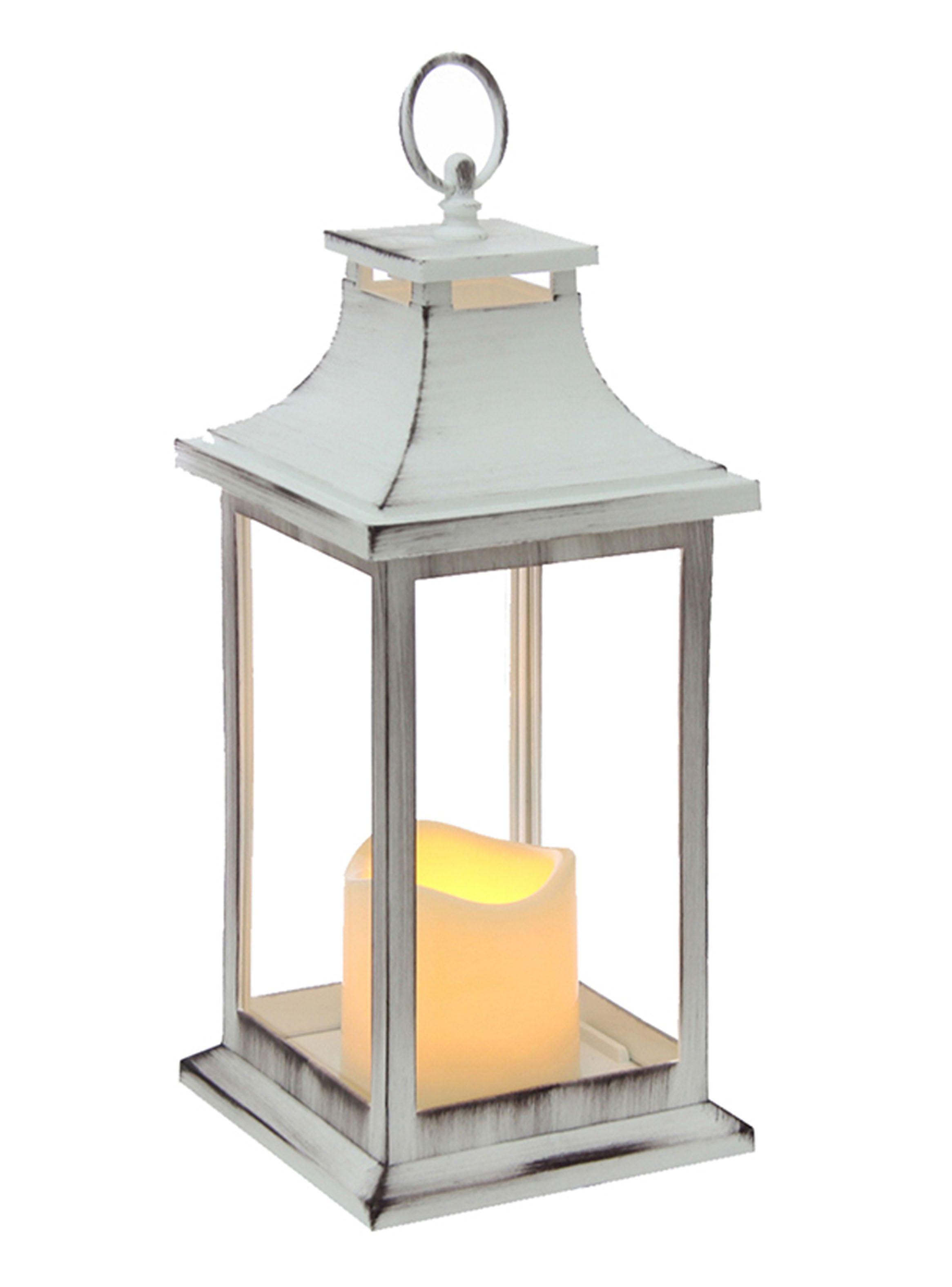 Fanal Plástico con Vela Led Blanco 13 x 13 x 30 cm-0