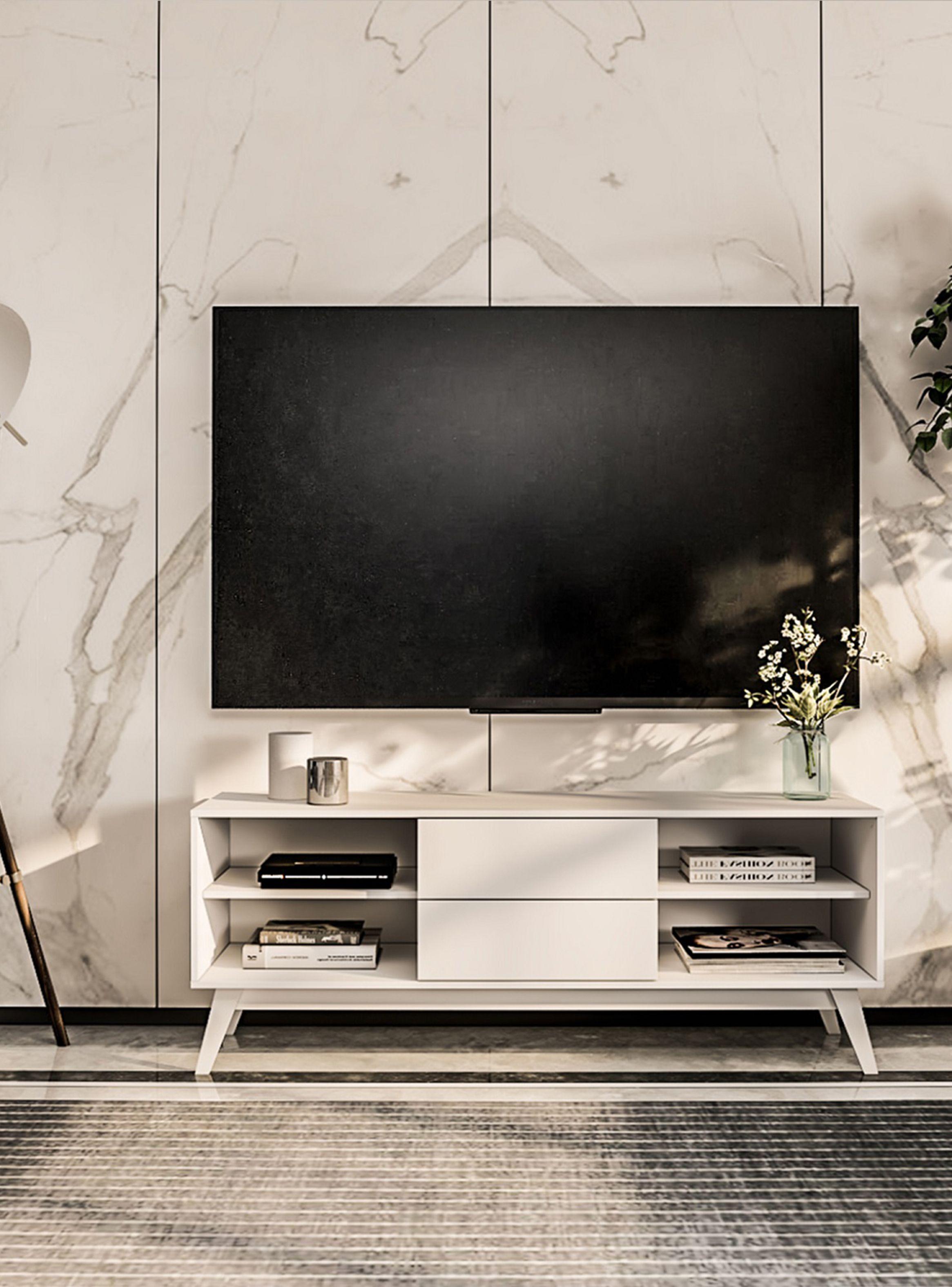 Rack Tv Pasadena 2 Cajones Blanco-5