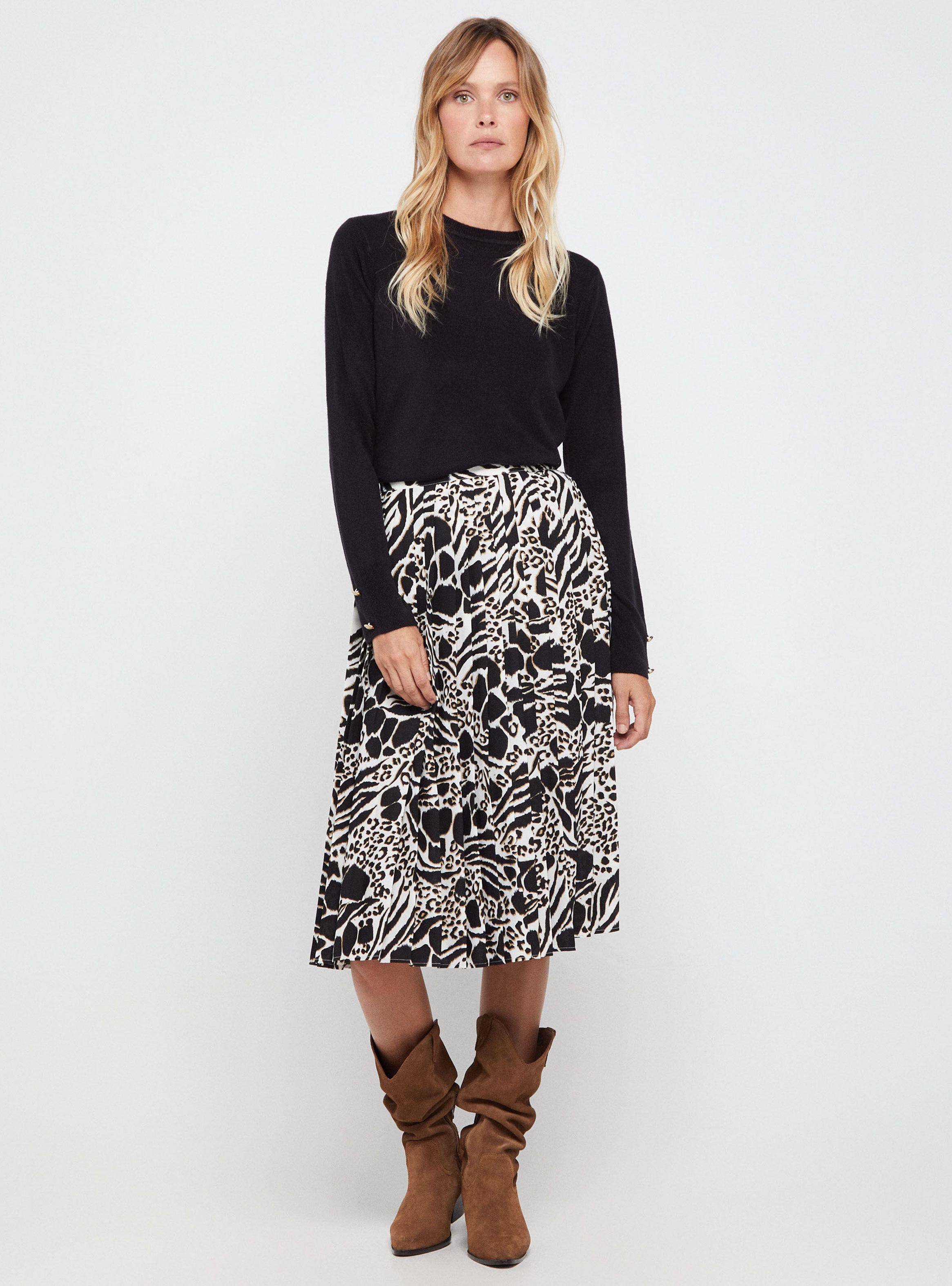 Falda Cortefiel Plisada Print-3