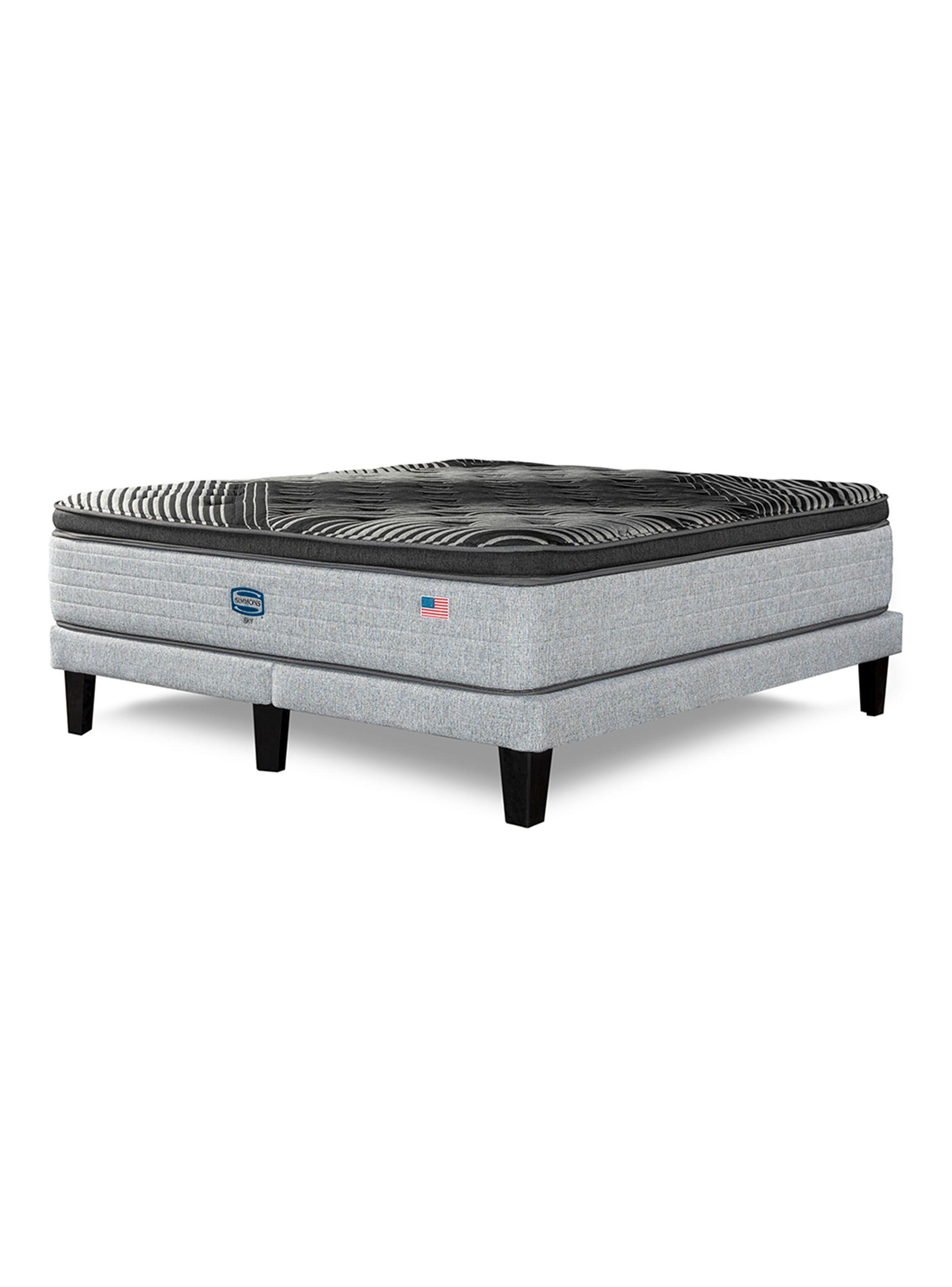 Cama Europea Sky 2 Plazas + Respaldo Tibet Plata-0
