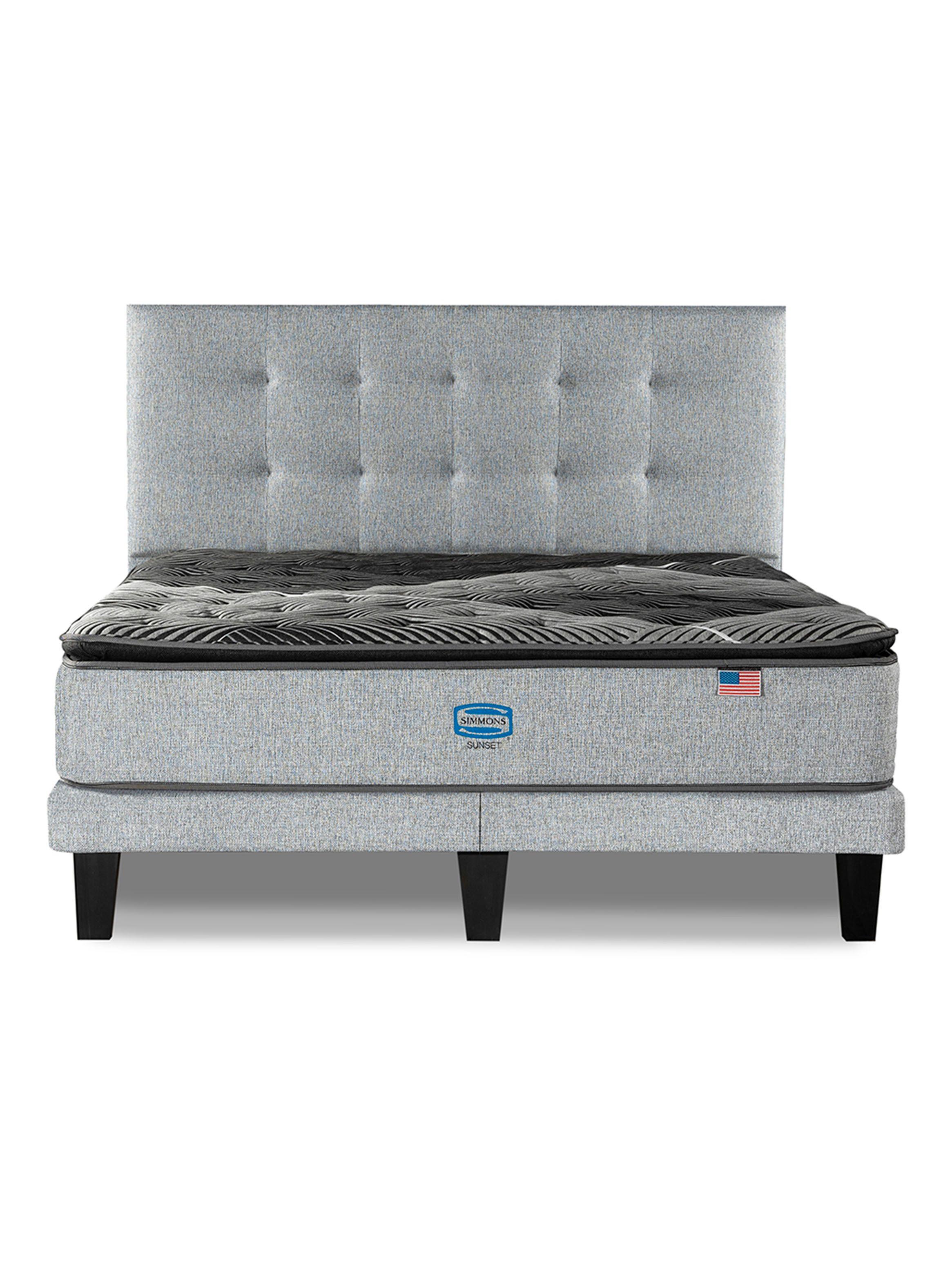 Cama Europea Sky 2 Plazas + Respaldo Tignes Plata-2