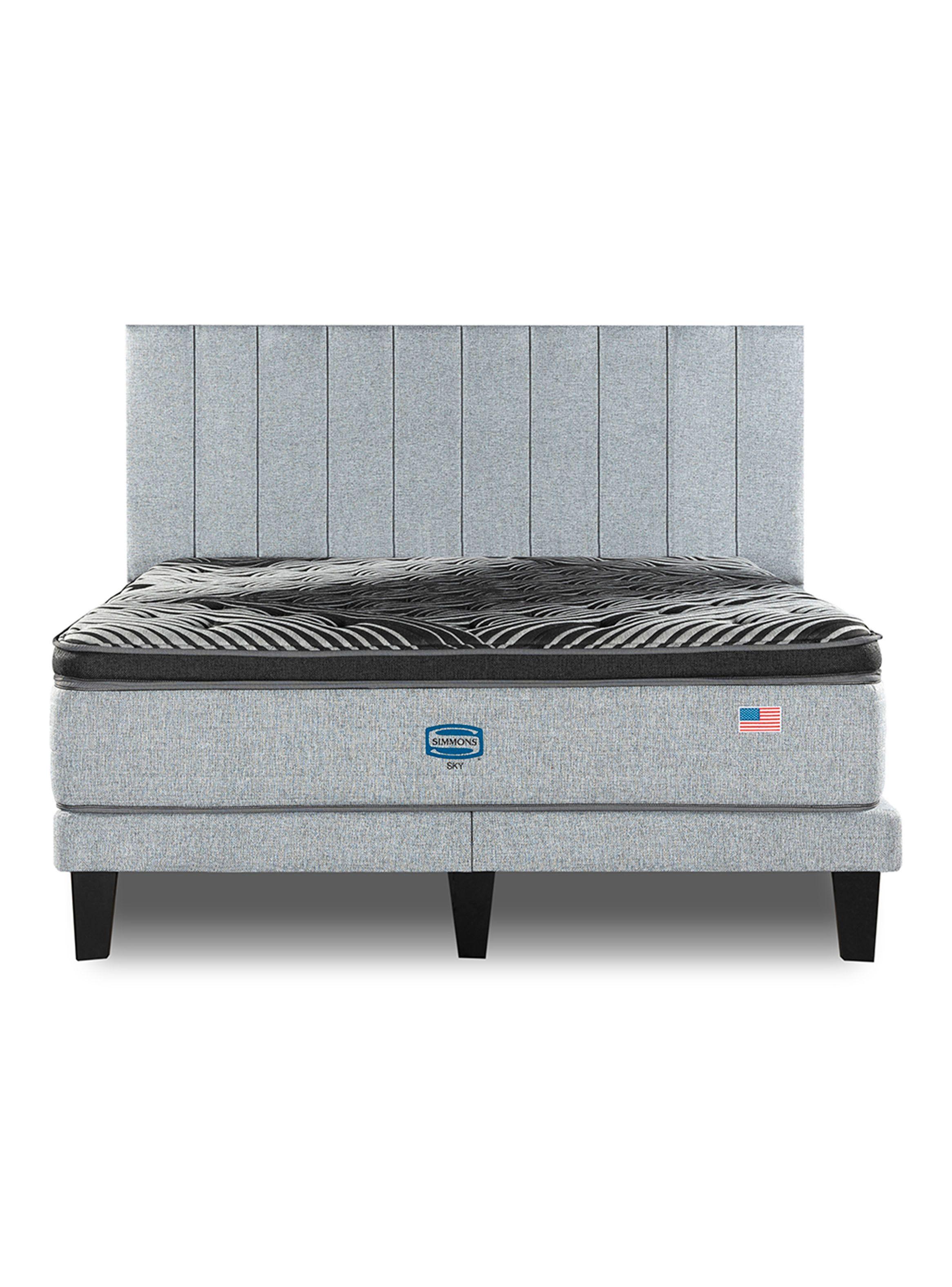 Cama Europea Sky King + Respaldo Tignes Plata-2