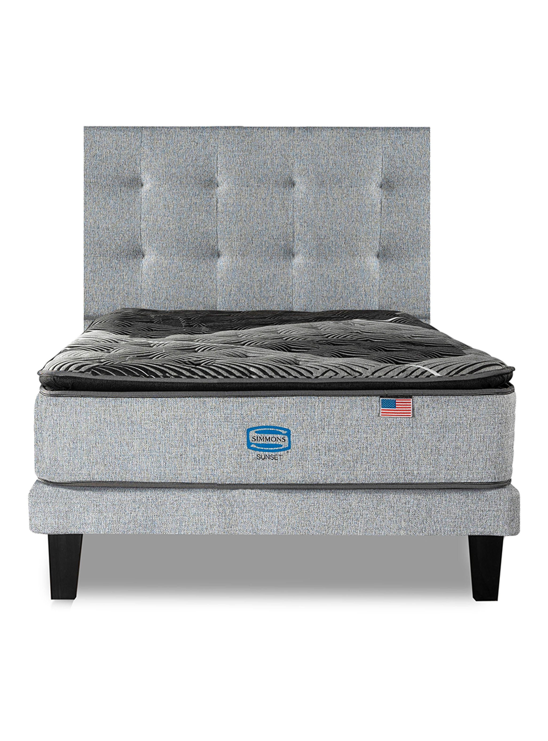 Cama Europea Sunset 1.5 Plazas + Respaldo Tignes Plata-2