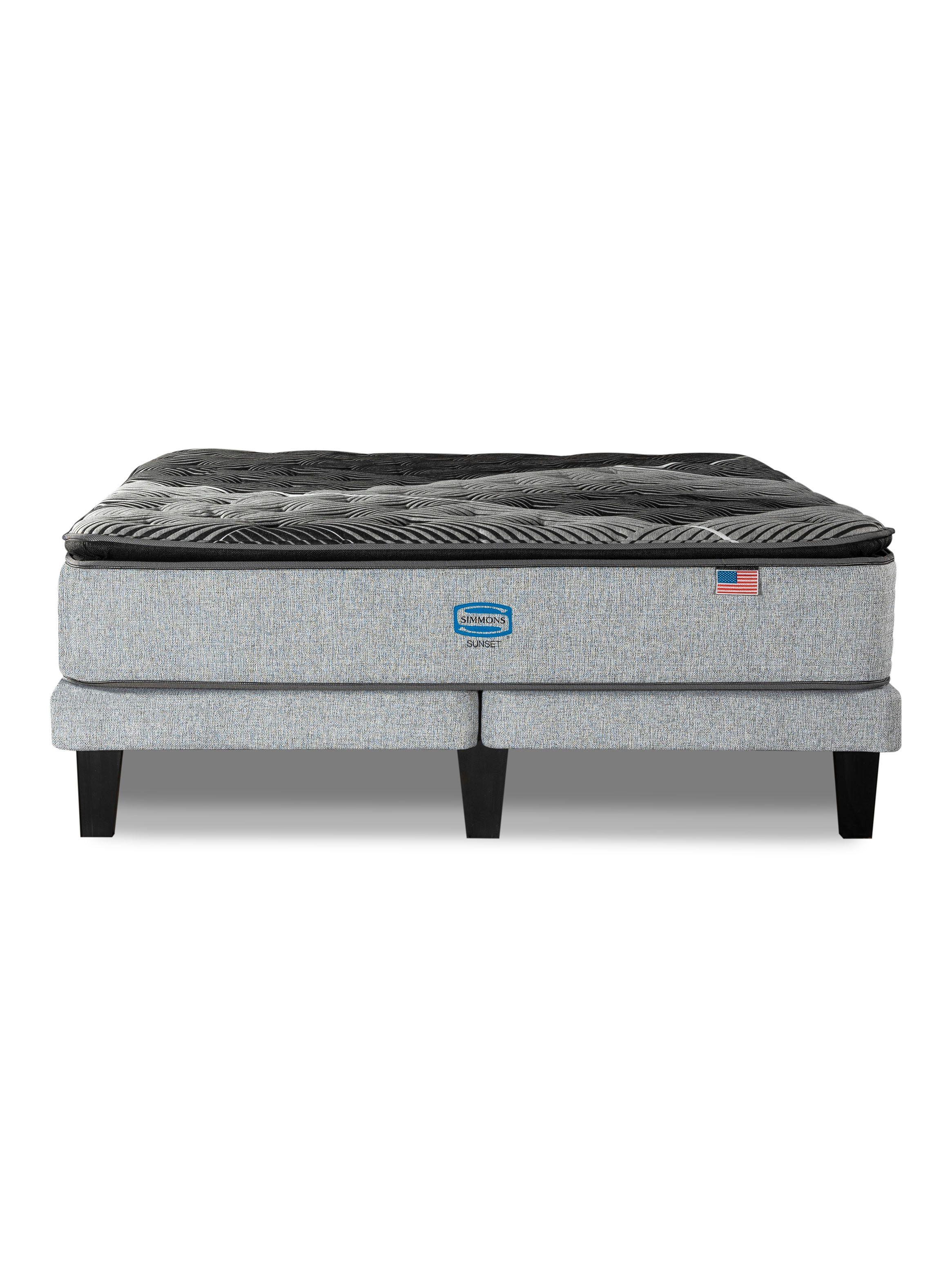 Cama Europea Sunset 2 Plazas + Respaldo Tibet Plata-1