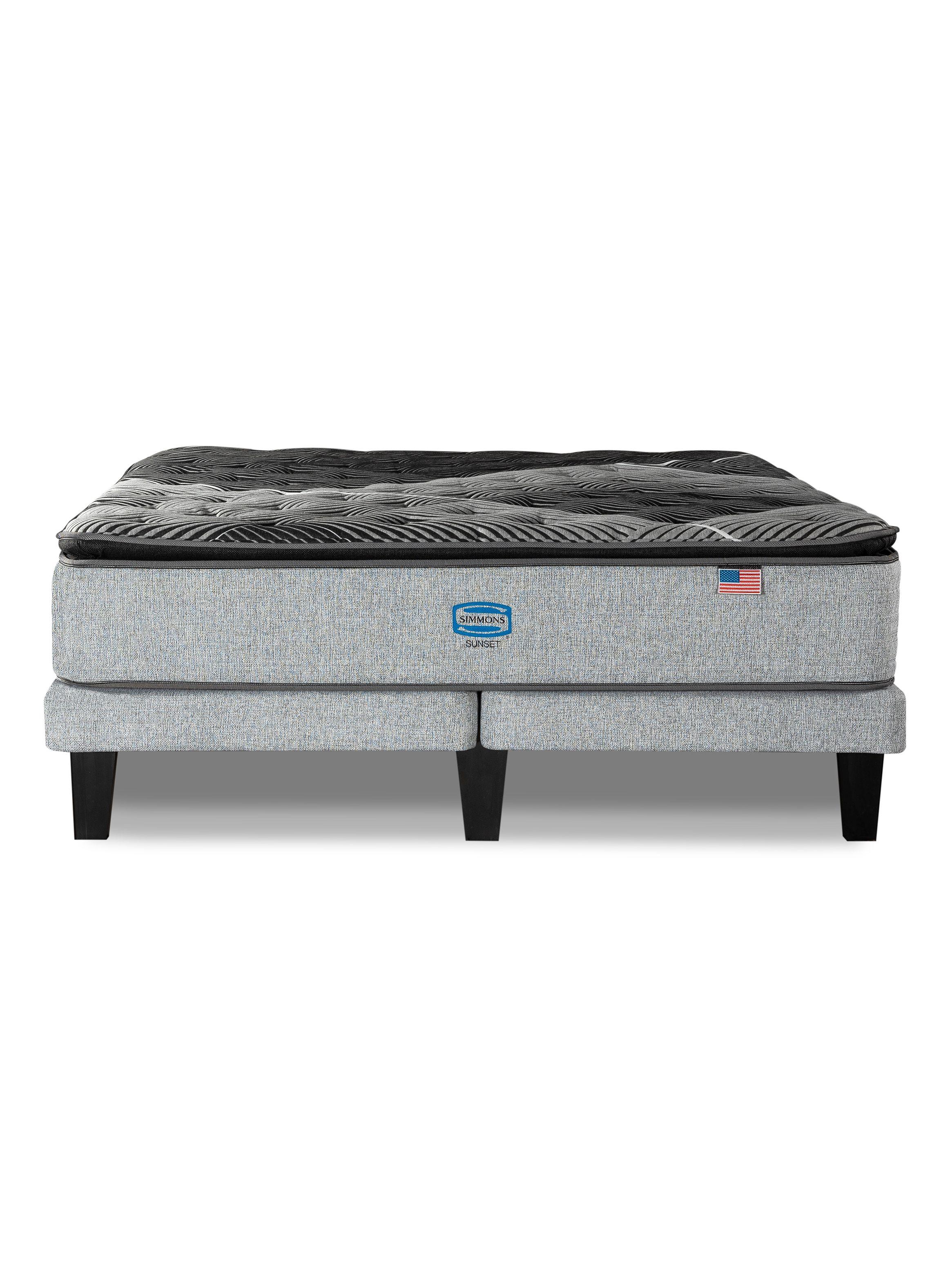 Cama Europea Sunset 2 Plazas + Respaldo Tignes Plata-2