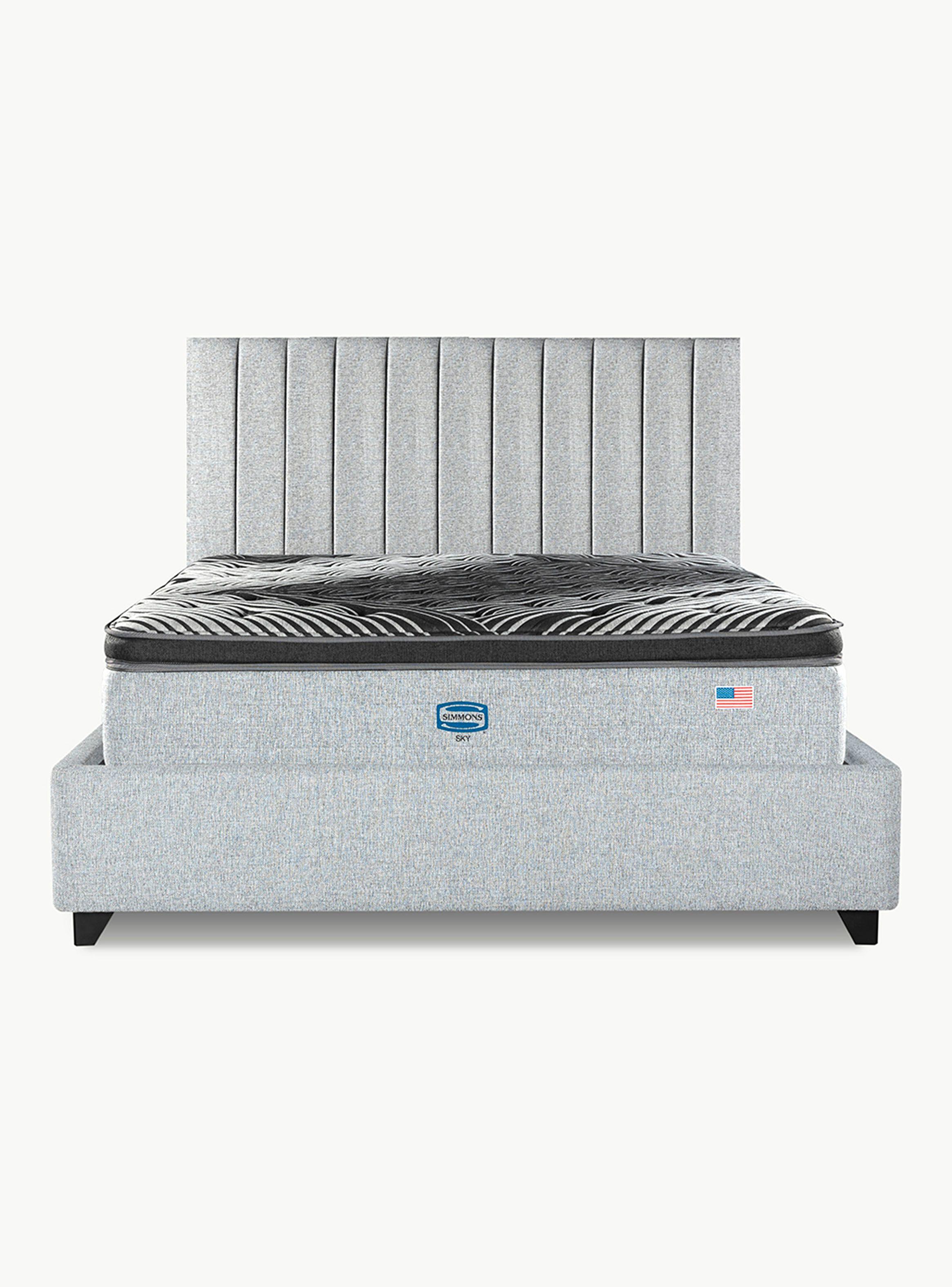 Cama Bignest Sky 2 Plazas + Respaldo Tibet Plata-2