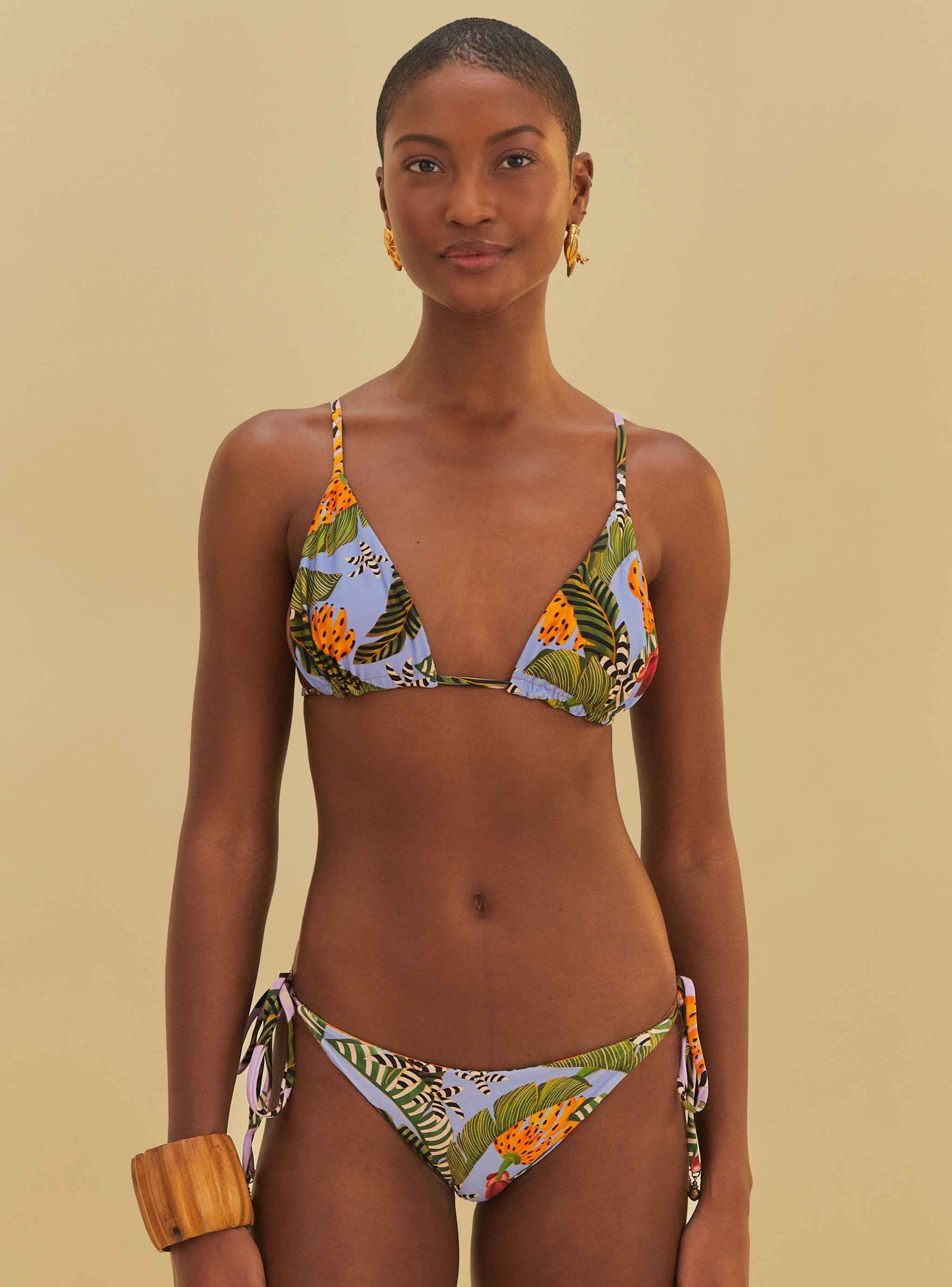 Bikini Triángulos Diseño Tropical-0