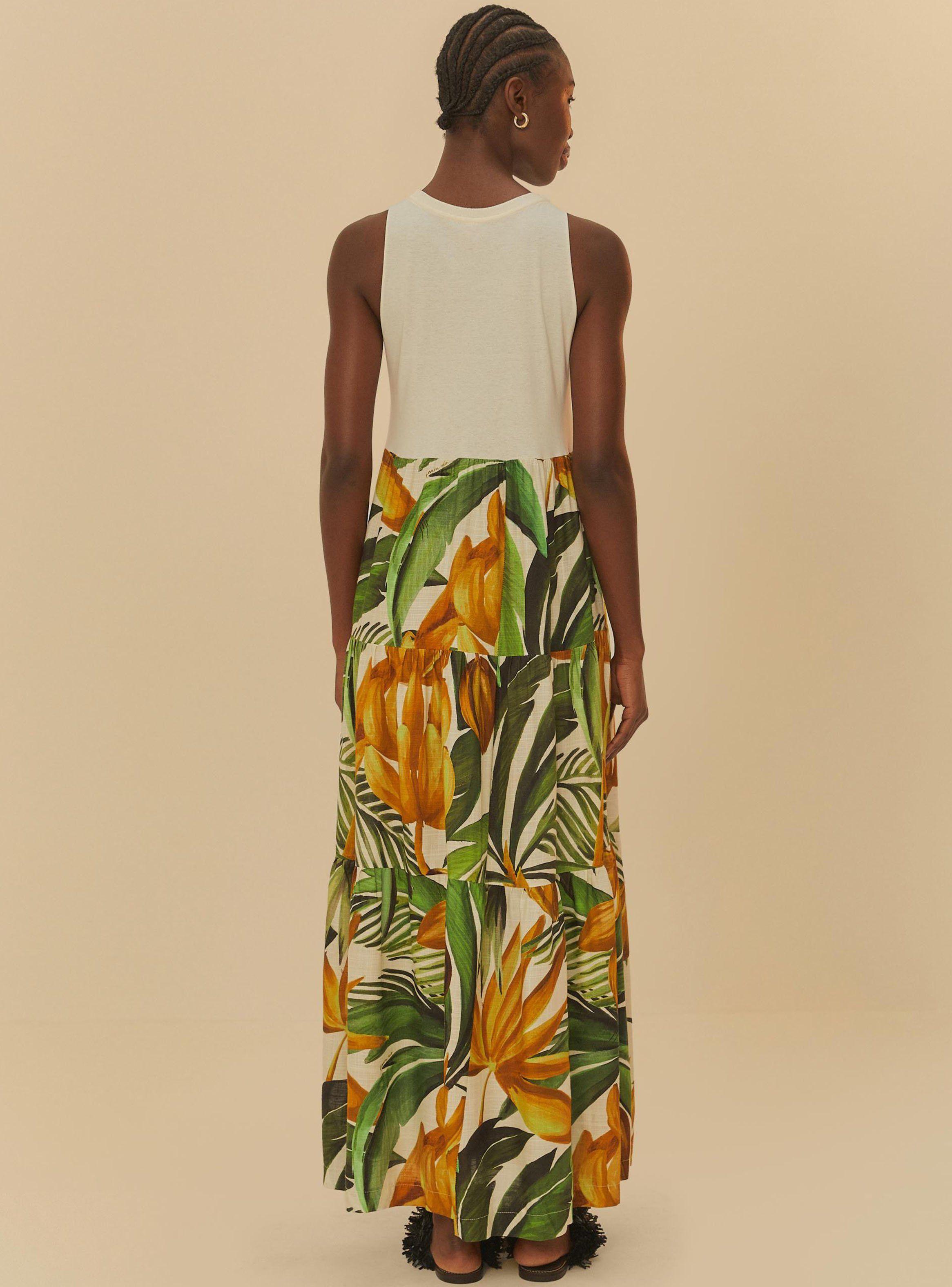 Vestido Largo Estampado Plátanos-1