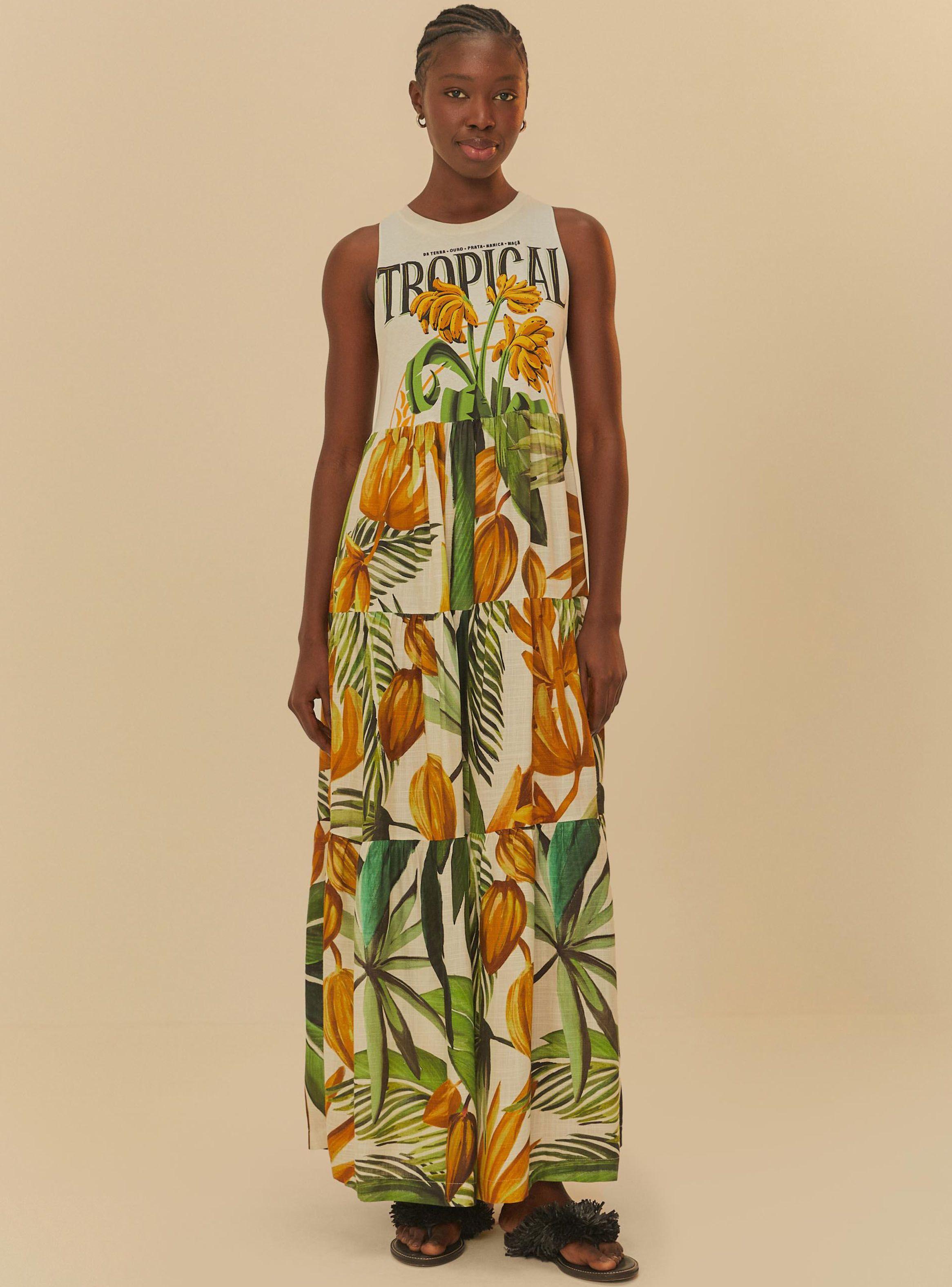 Vestido Largo Estampado Plátanos-0