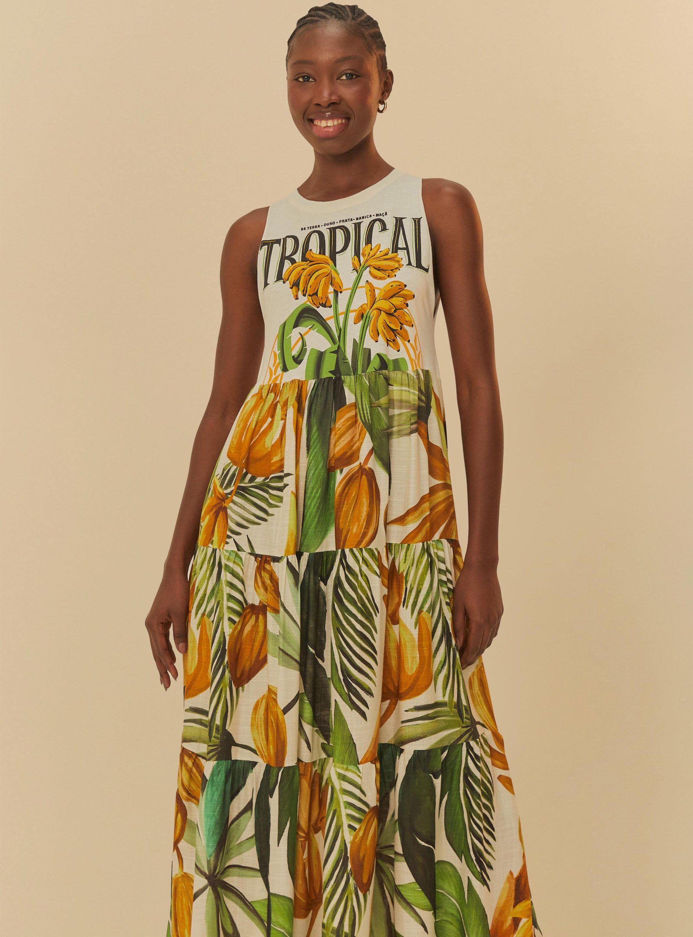 Vestido Largo Estampado Plátanos-2