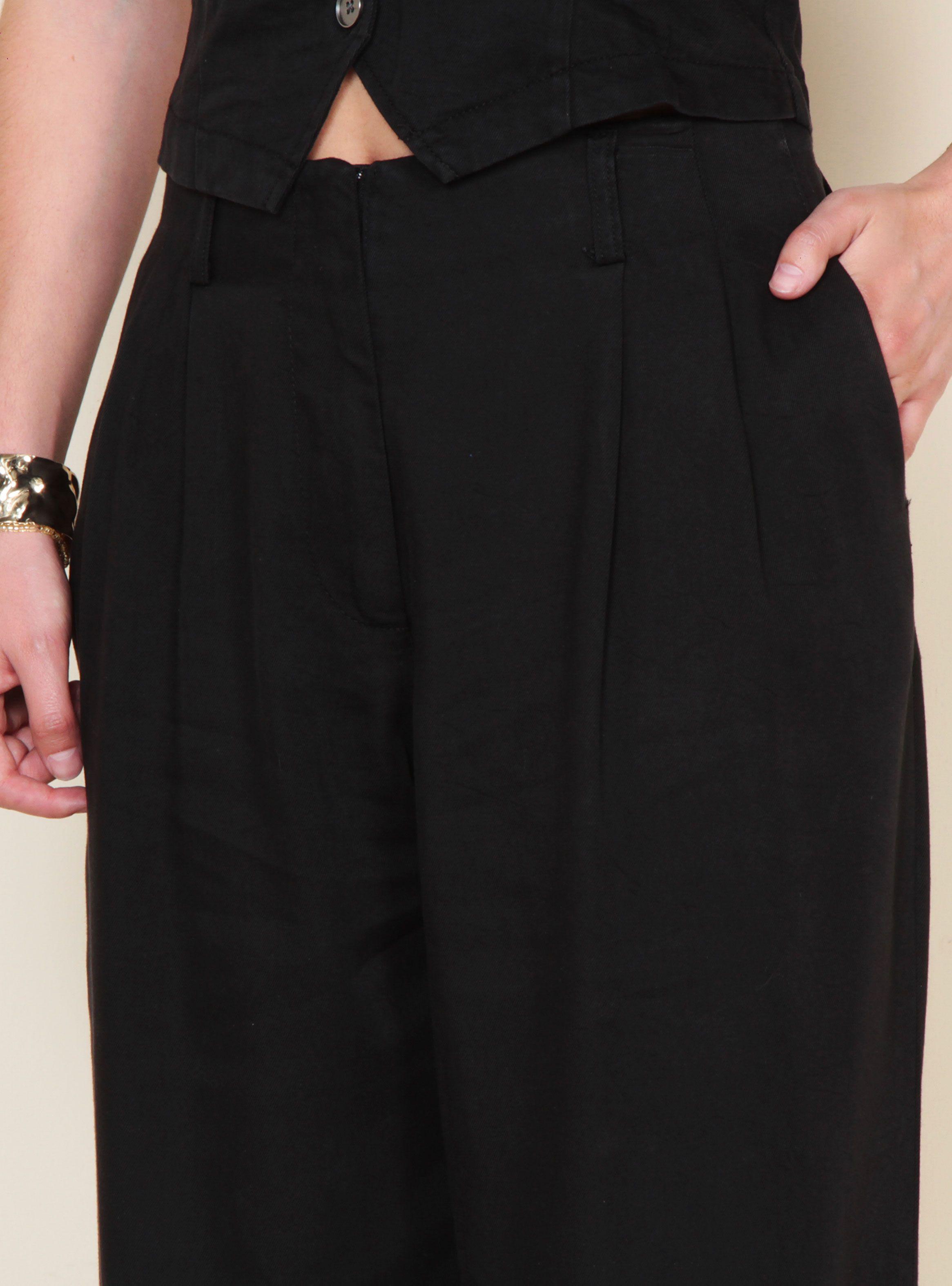 Pantalón Wide Leg Tiro Alto Denim con Pinzas-2