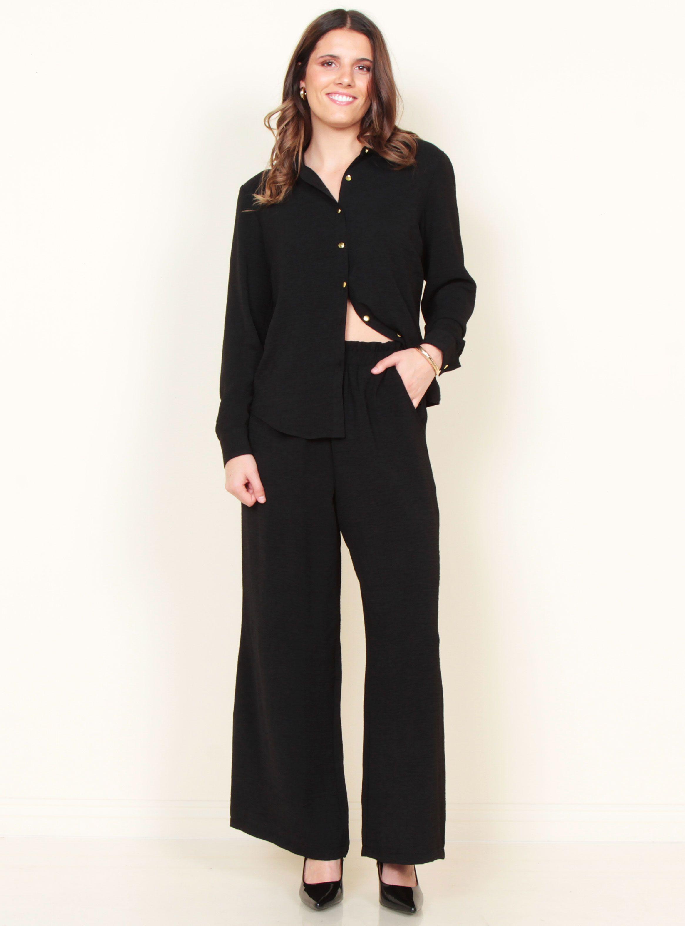 Pantalón Wide Leg Tiro Alto Pretina Elasticada-3
