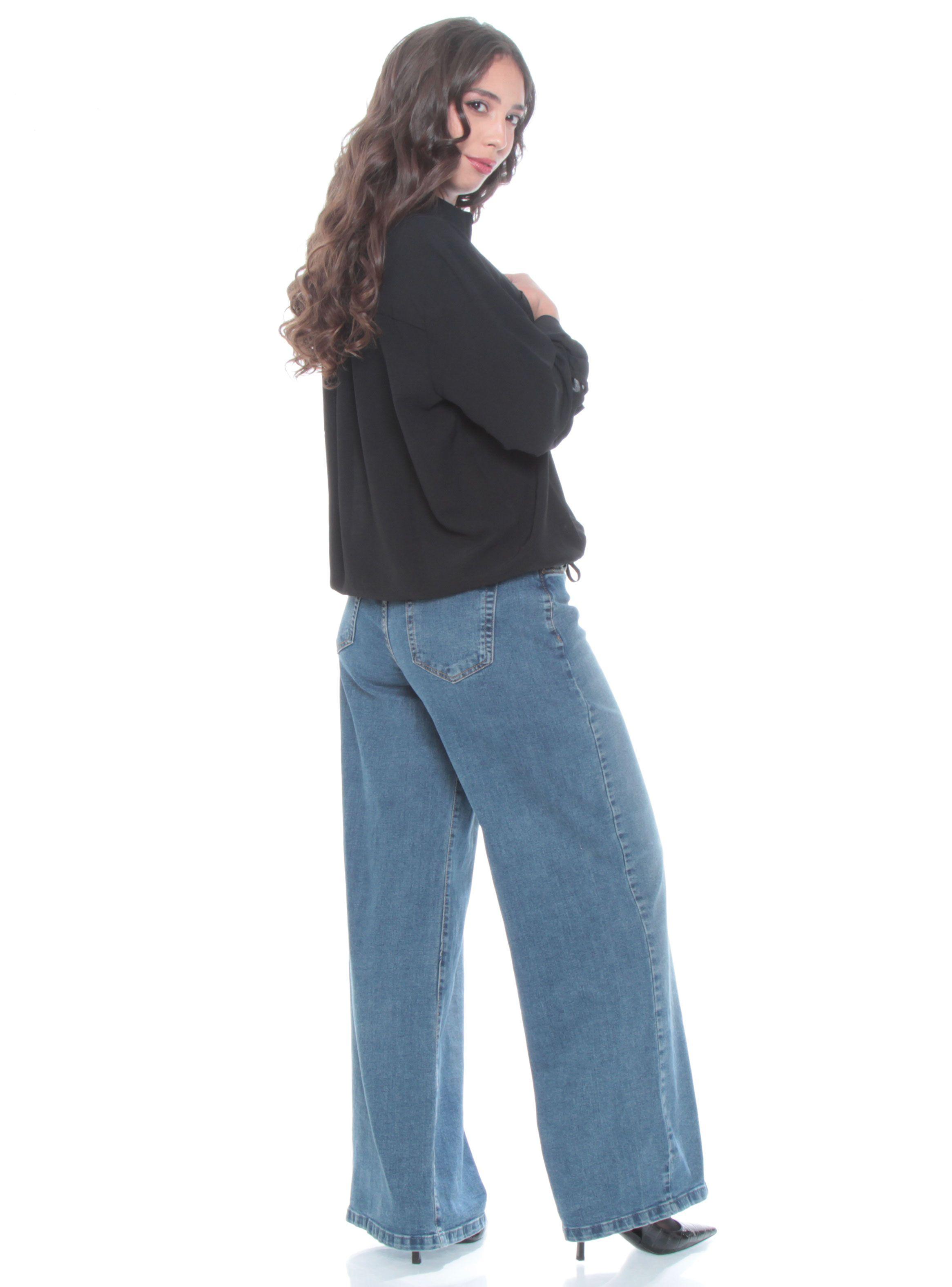 Blusa Manga Larga Sólida con Cintura Ajustable-5