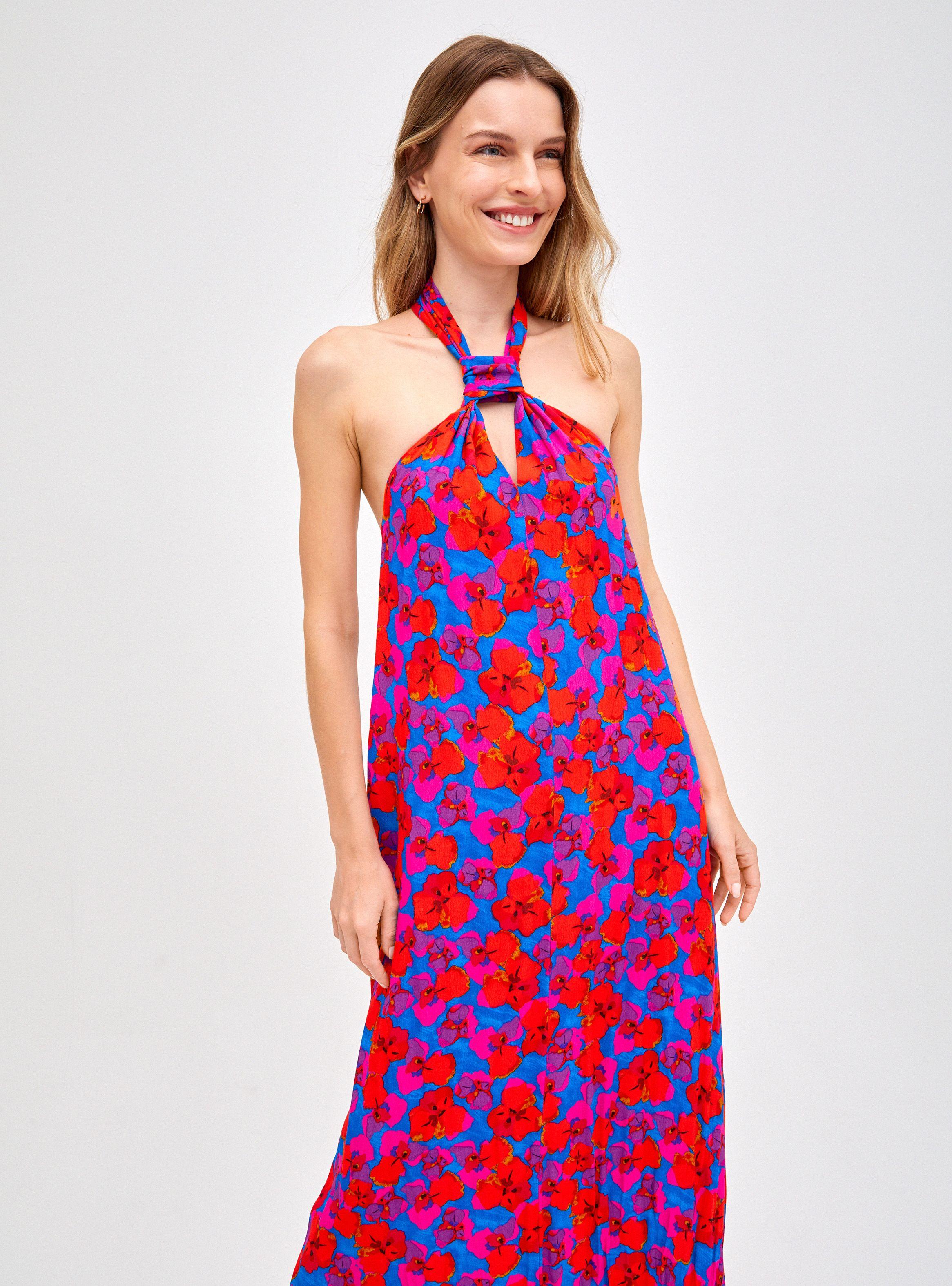 Vestido Halter con Nudo En Escote-3