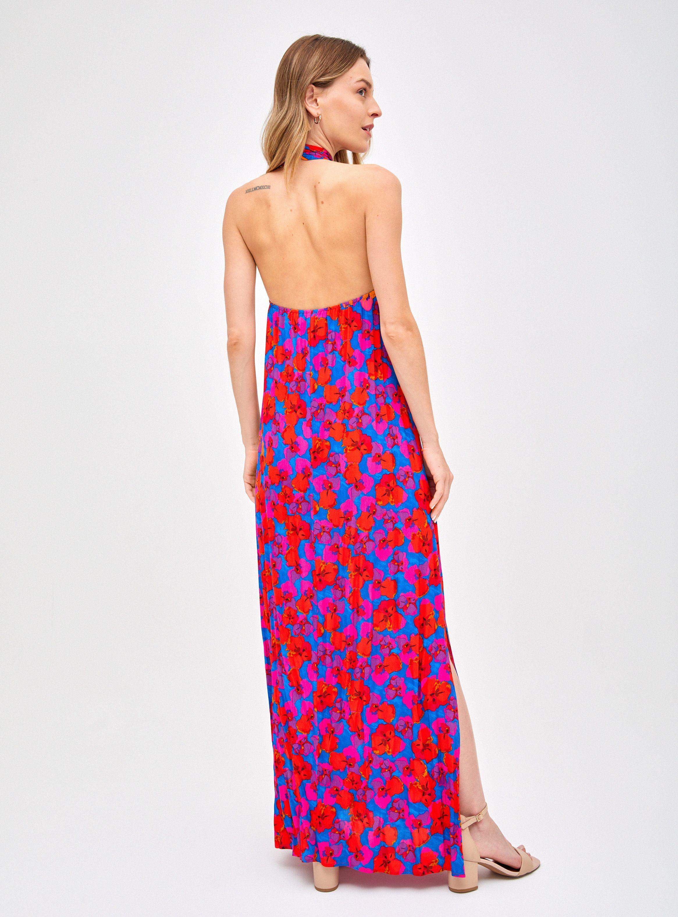 Vestido Halter con Nudo En Escote-1