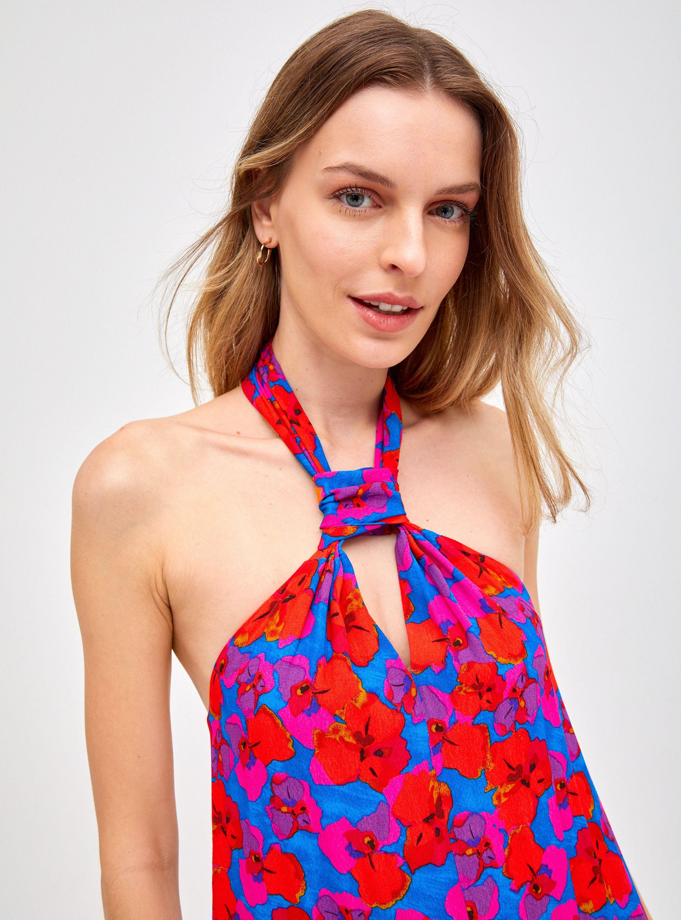 Vestido Halter con Nudo En Escote-2