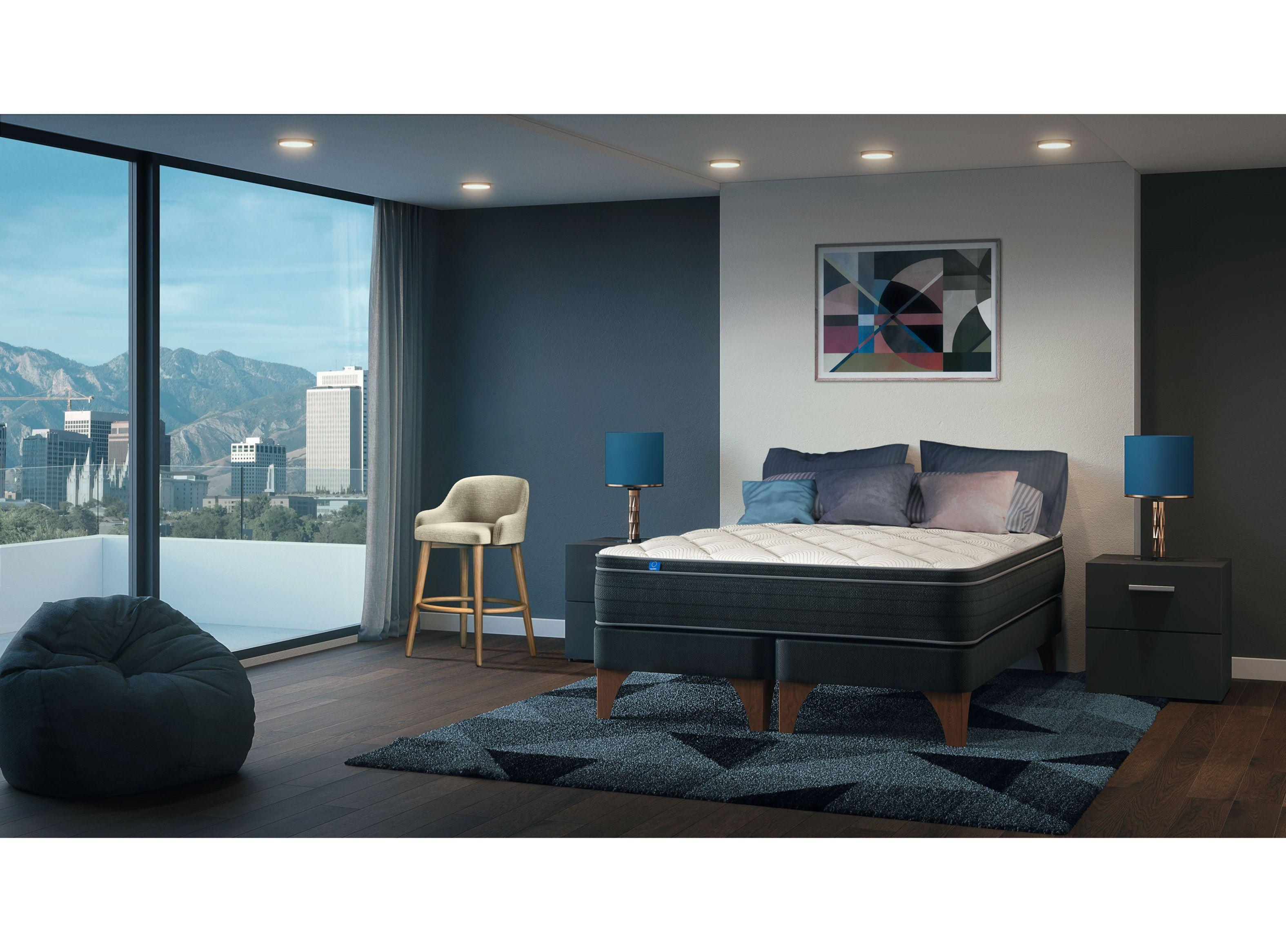 Cama Europea Negra Nine 1.5 Plazas + Set Muebles Colonia-2