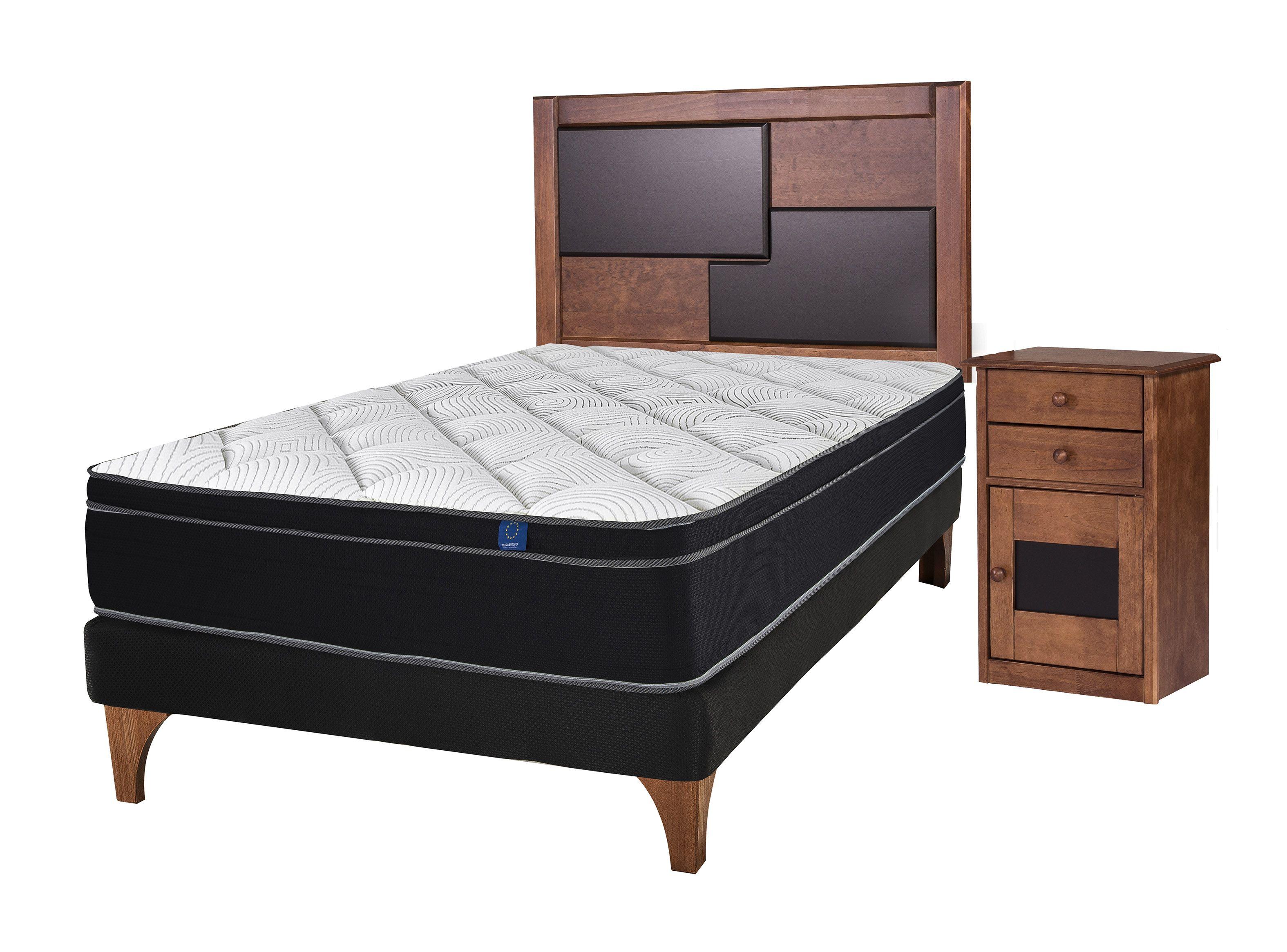 Cama Europea Negra Nine 1.5 Plazas + Set Muebles Colonia-4