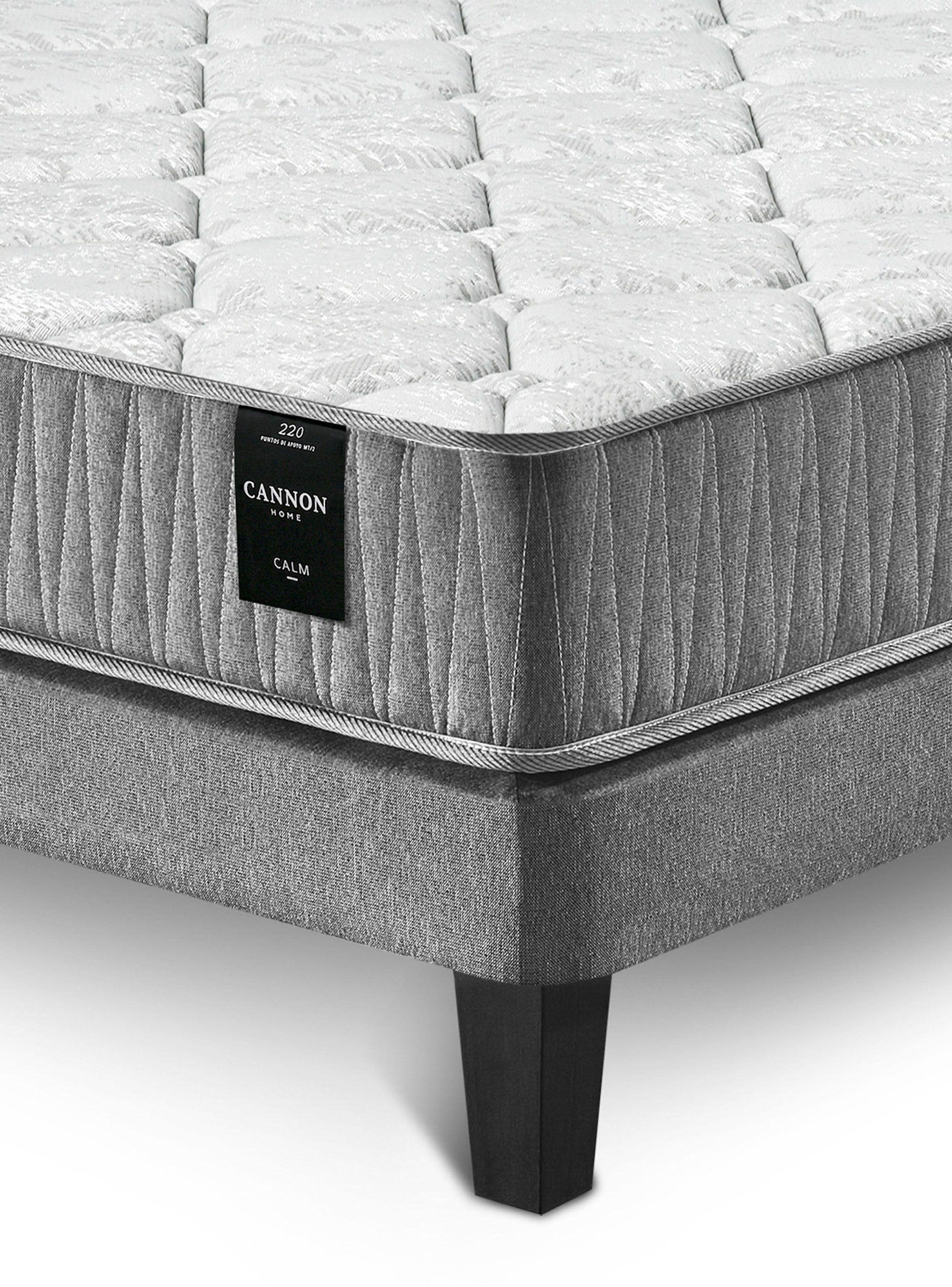 Cama Europea 2 Plazas Calm + Respaldo Wall Marengo-3