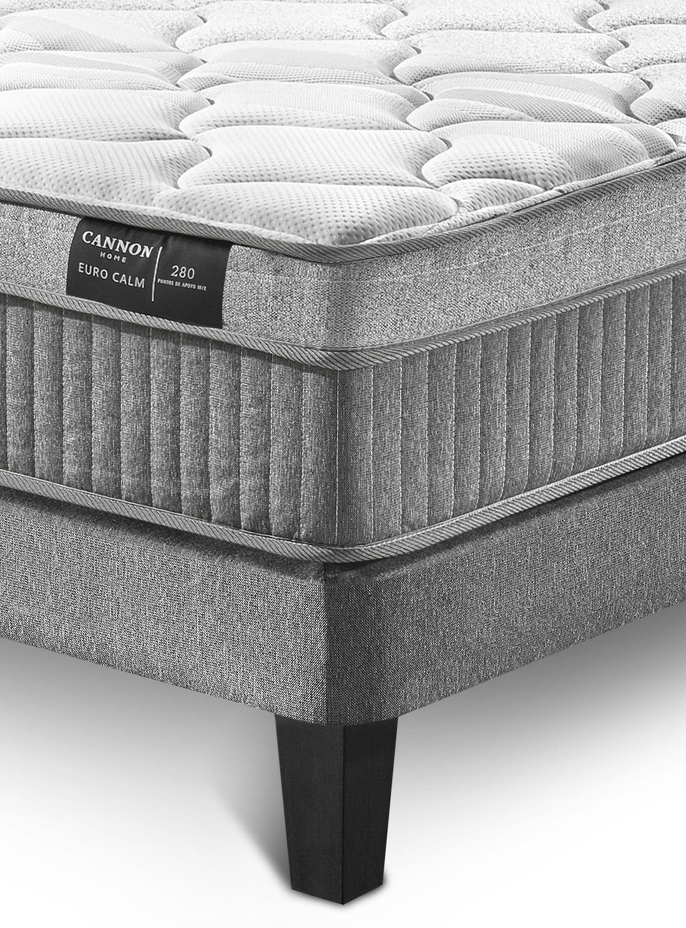 Cama Europea 2 Plazas Euro Calm + Respaldo Wall Marengo-4